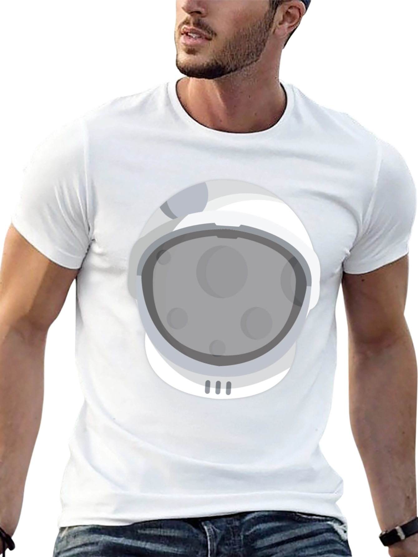 Astronaut Helmet Graphic Tee - Space Adventure T-Shirt