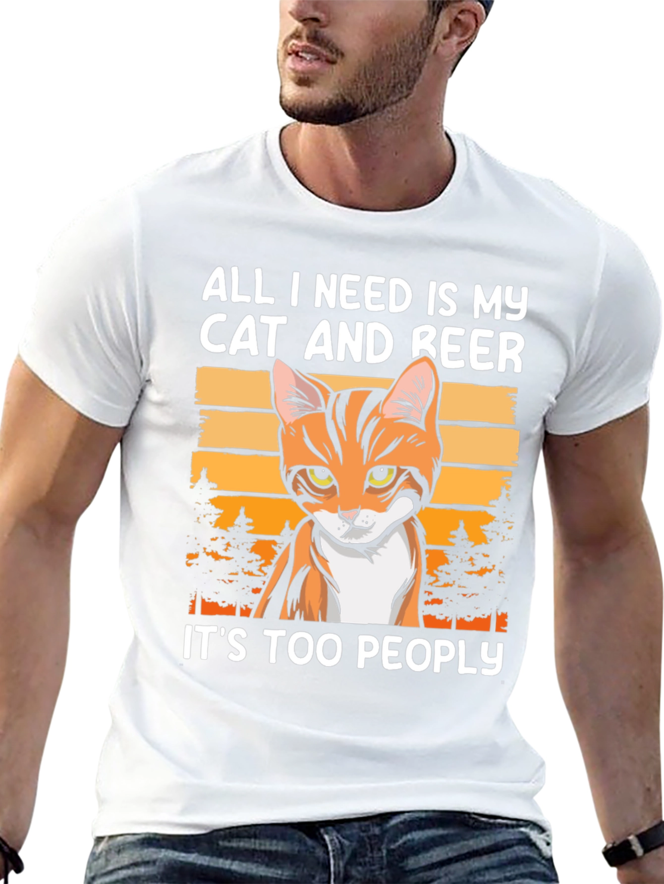 Cat and Beer T-Shirt: Introvert Humor Tee