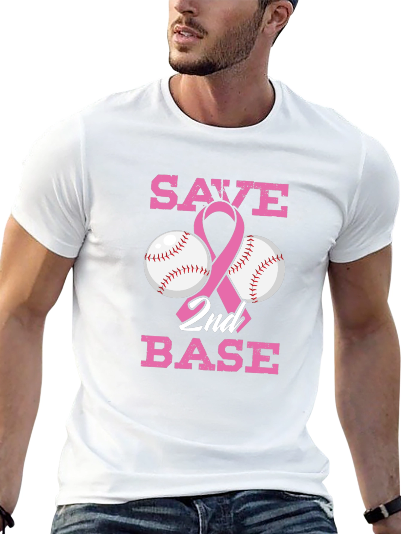 Save 2nd Base Breast Cancer Awareness T-Shirt