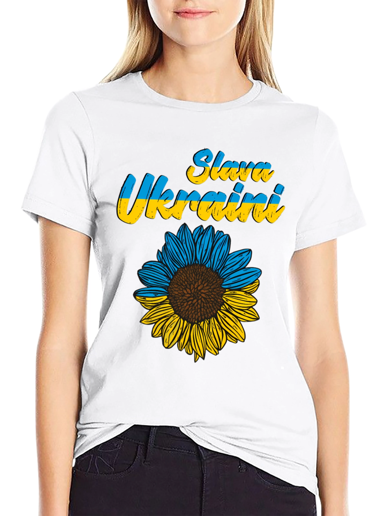 Slava Ukraini Sunflower Graphic T-Shirt