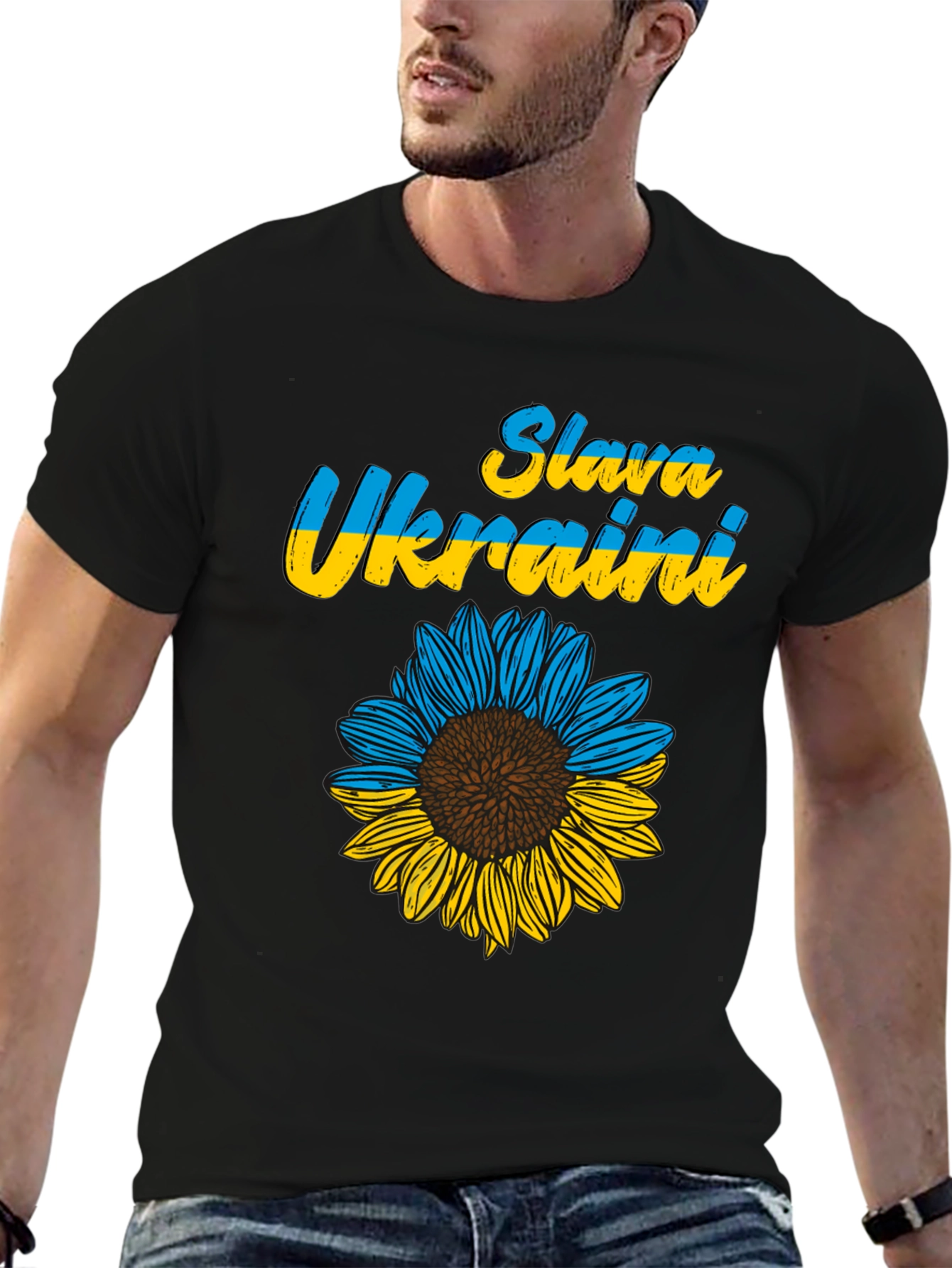 Slava Ukraini Sunflower Graphic T-Shirt
