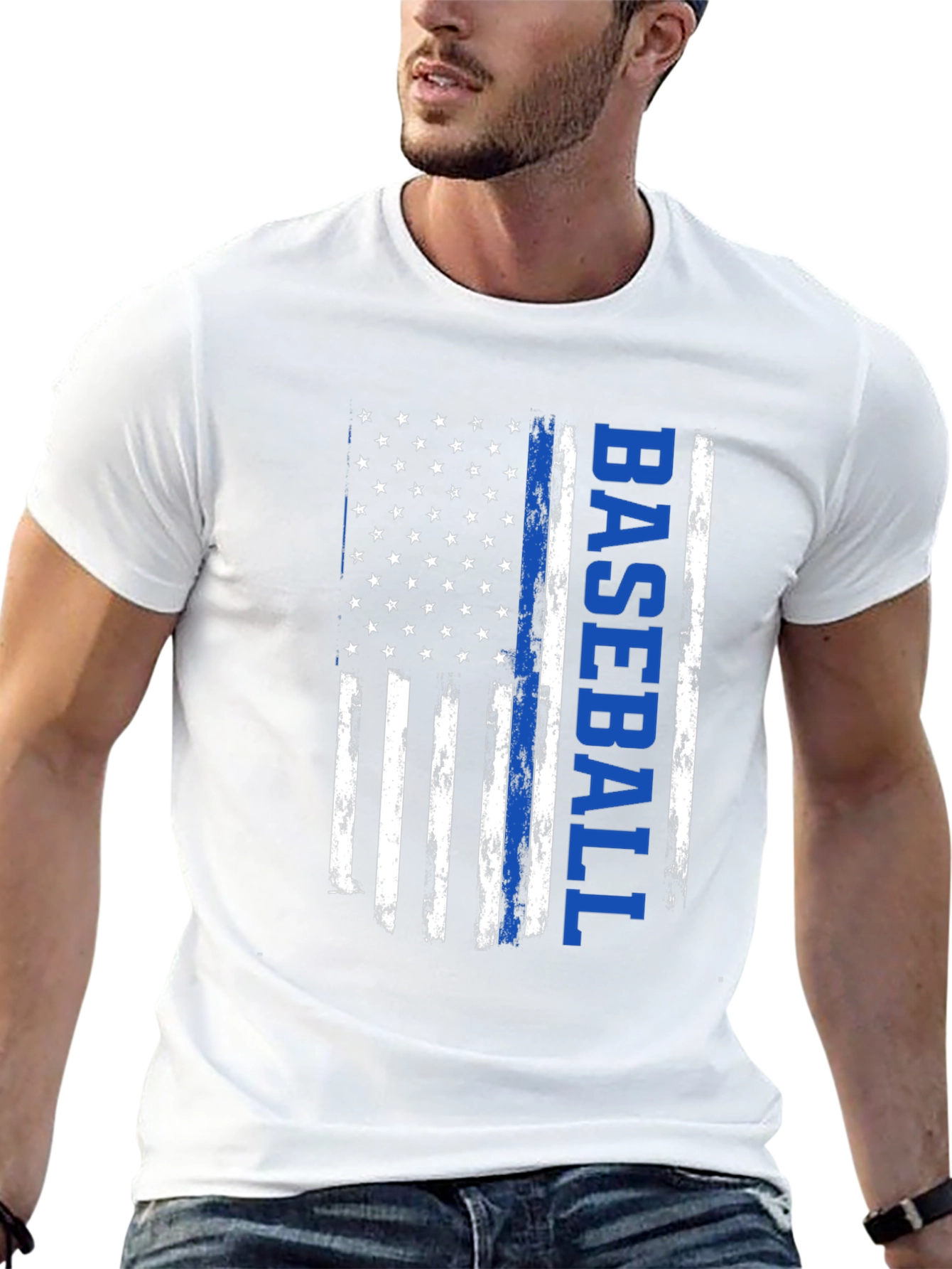 Baseball American Flag Graphic T-Shirt