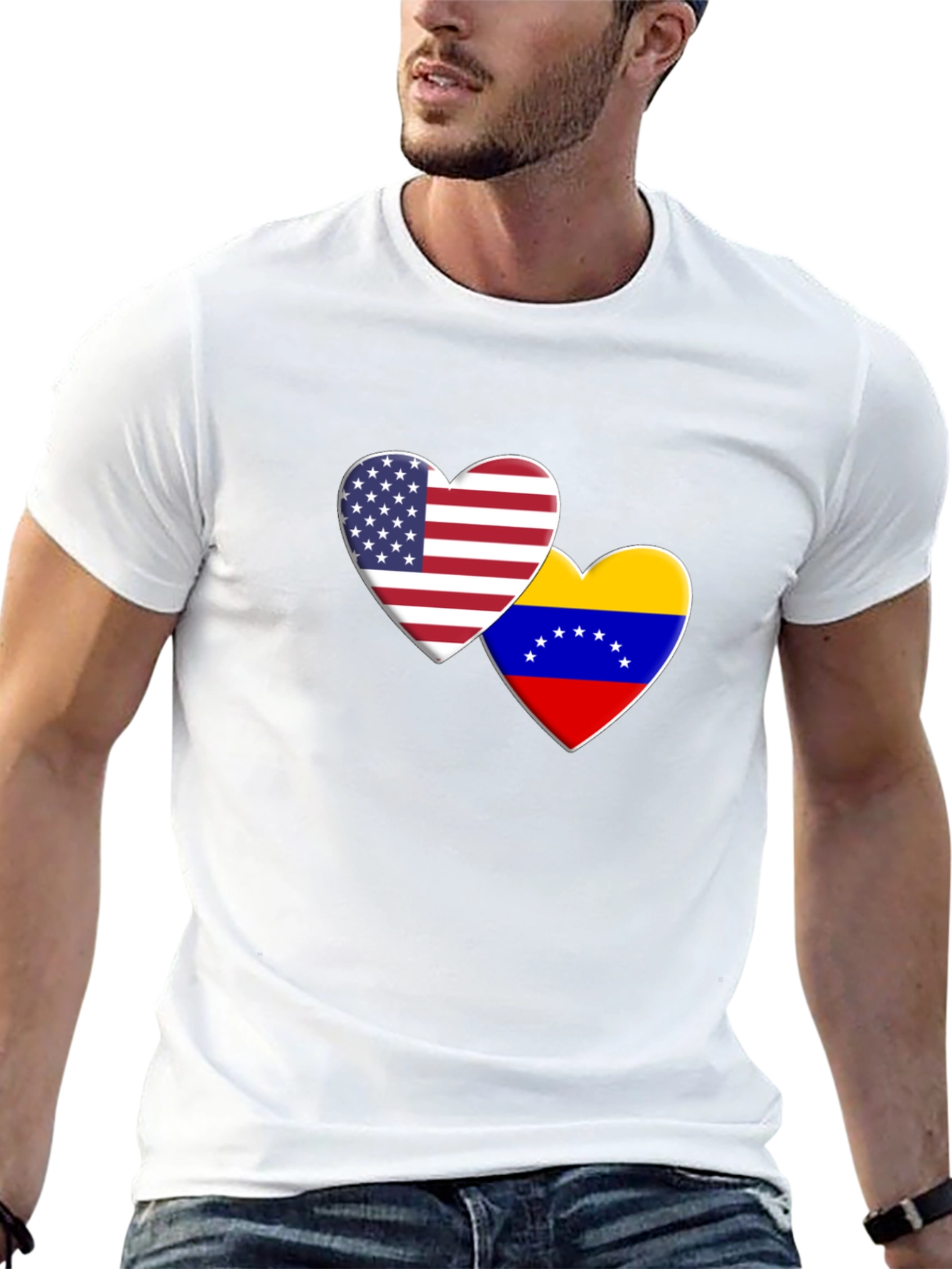 USA Venezuela Heart Flag Graphic T-Shirt