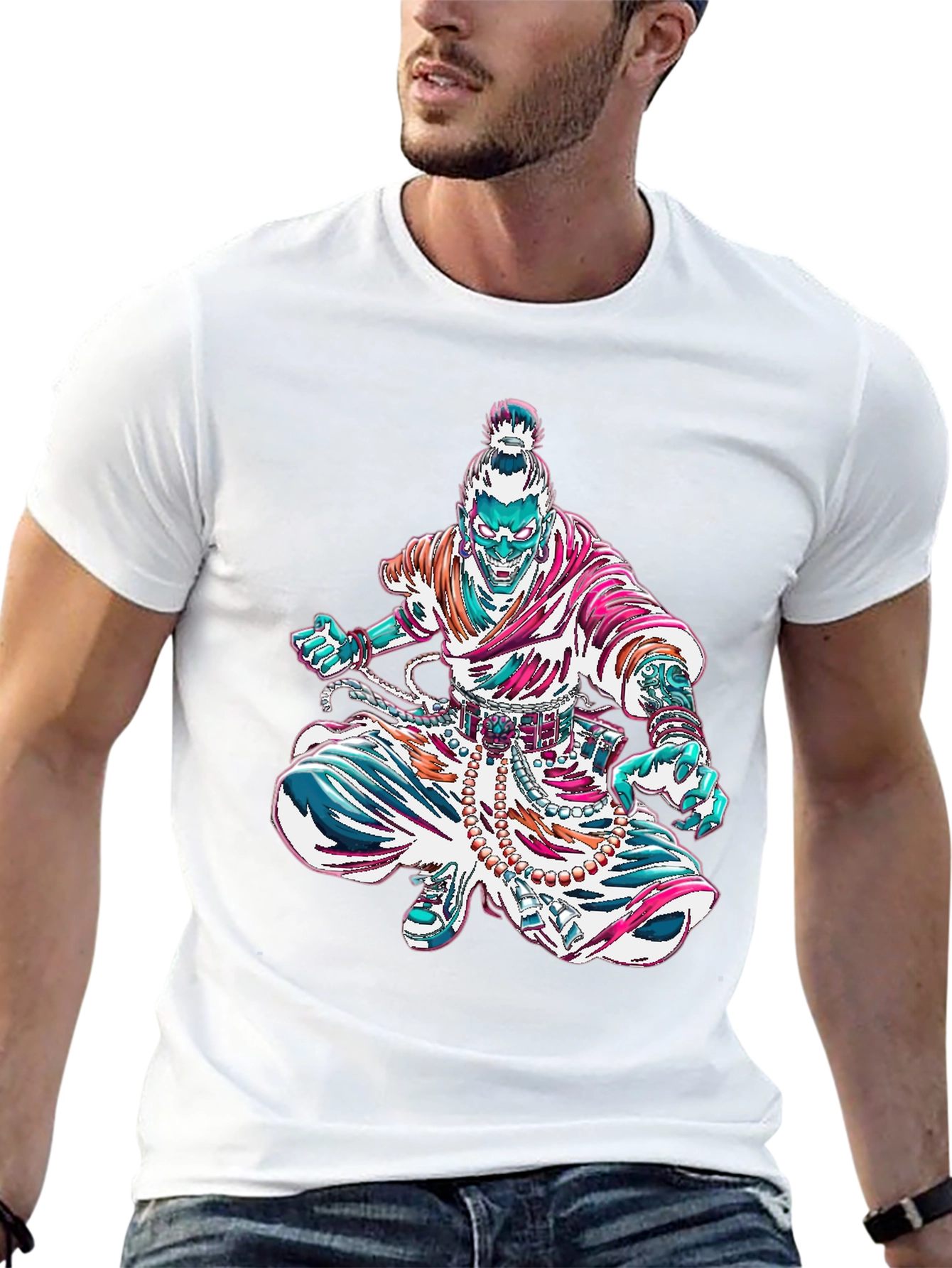 Graphic Monk Tee - Unique Art Design