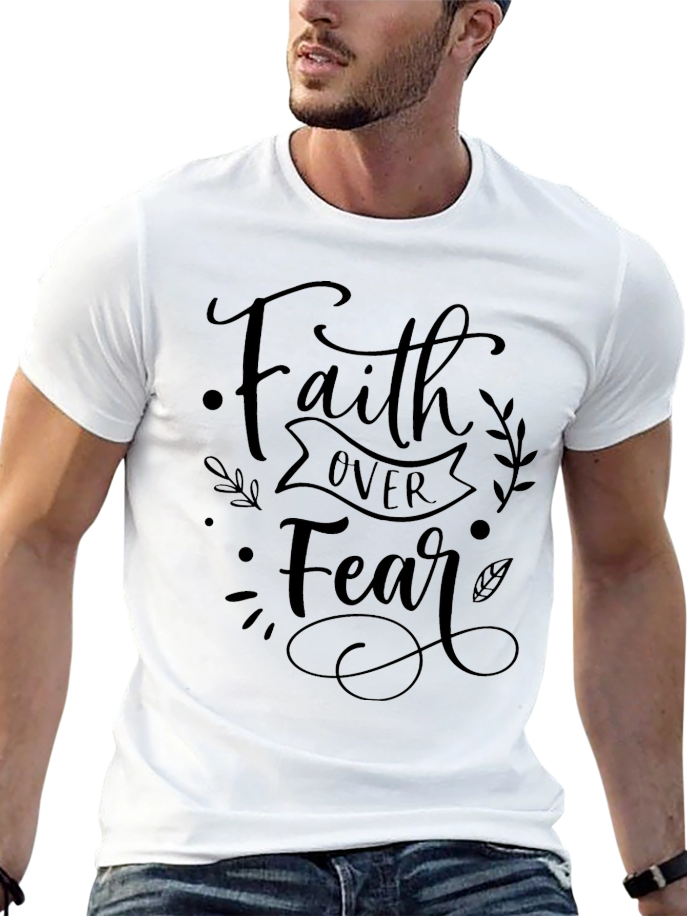 Faith Over Fear Graphic Print Black T-Shirt