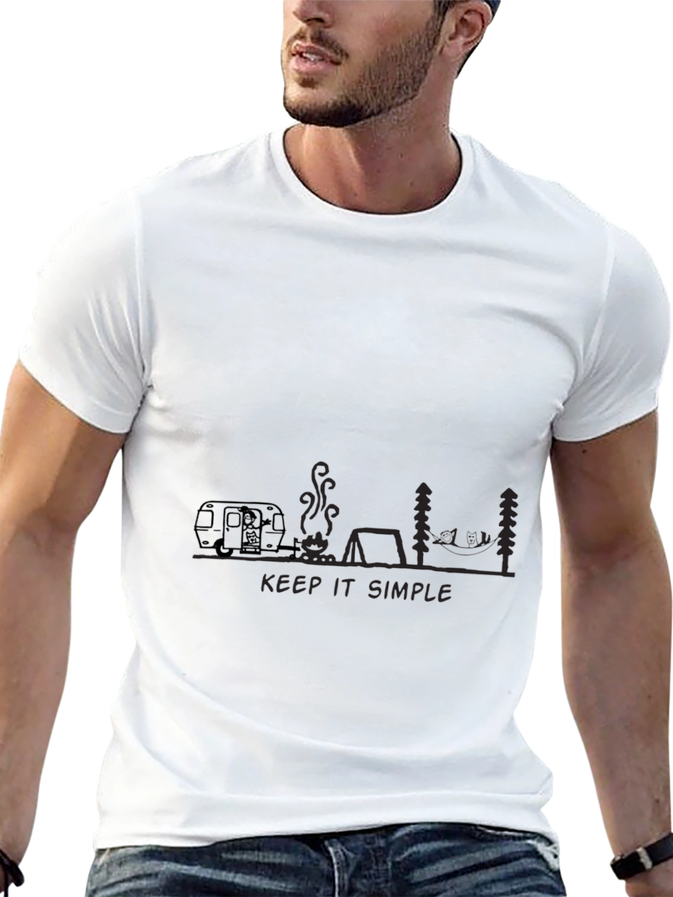 Keep It Simple Camping Graphic Tee - Black
