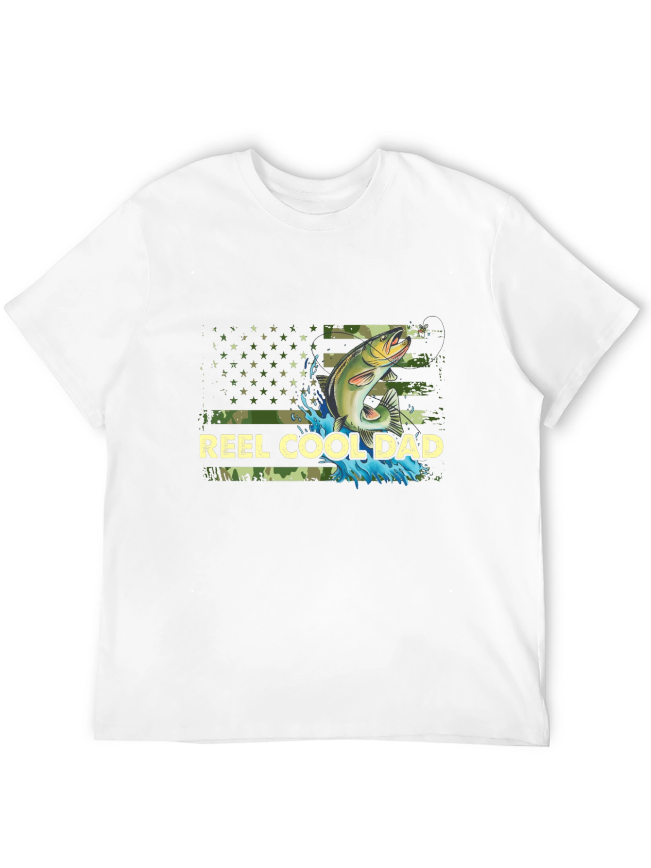 Reel Cool Dad Fishing T-Shirt - Camo USA Flag