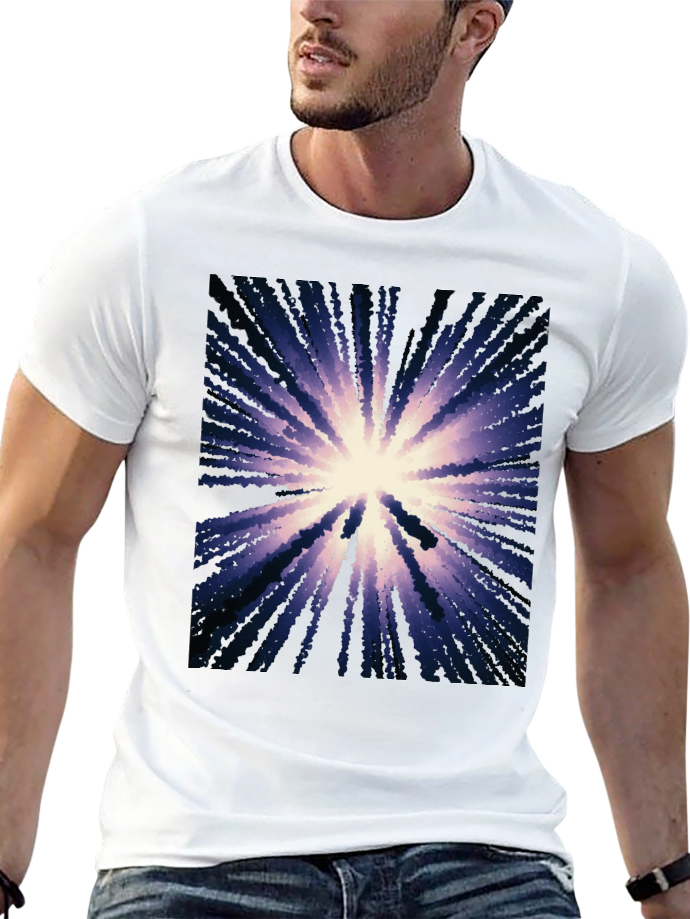 Abstract Burst Graphic Black T-Shirt