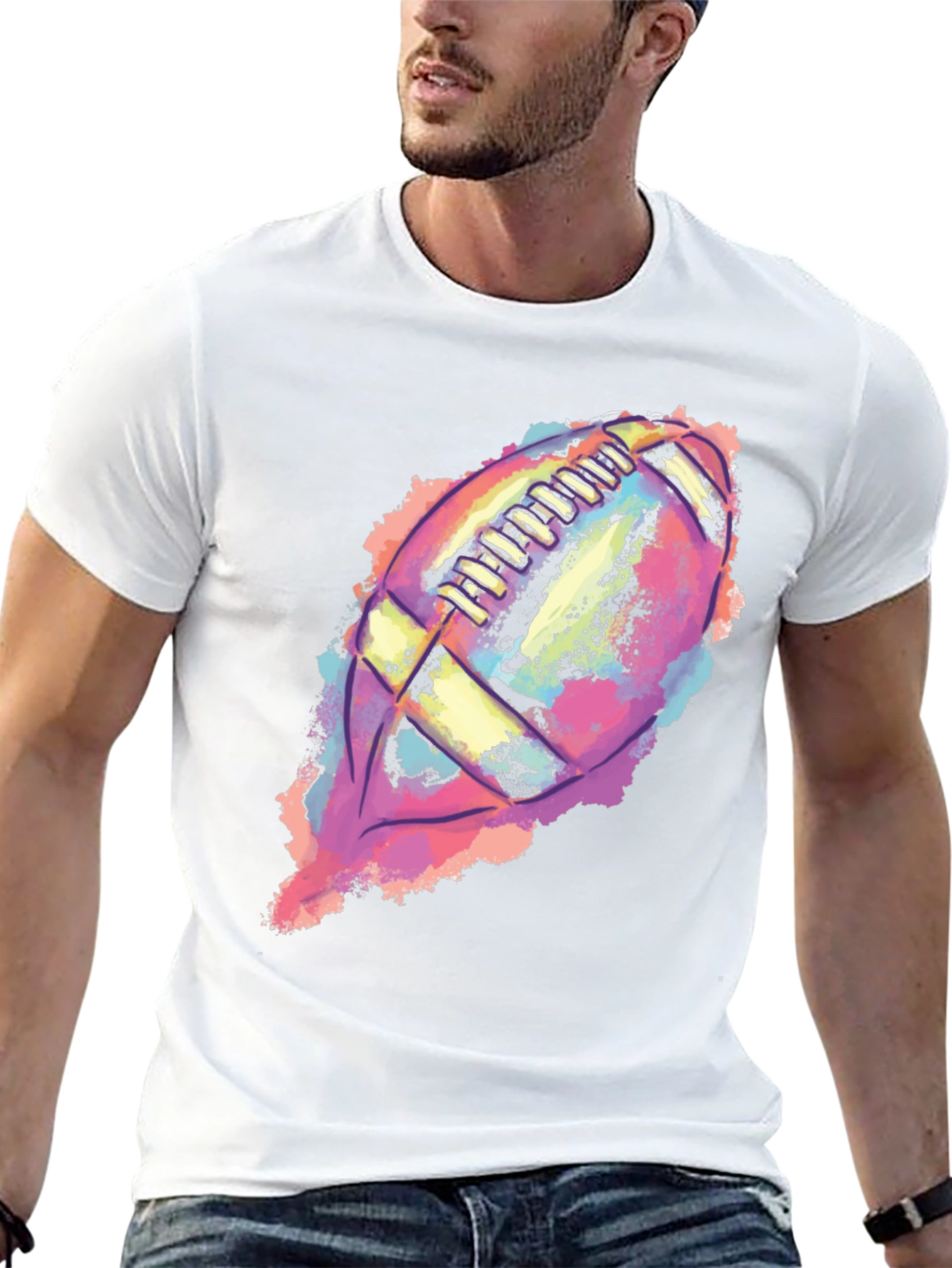 Colorful Football Graphic T-Shirt