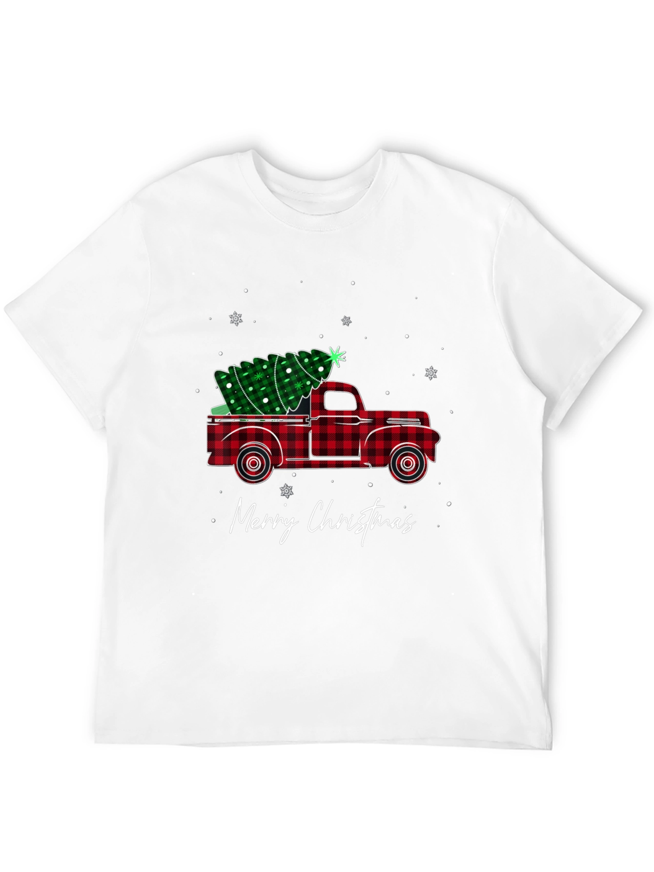 Plaid Truck Merry Christmas T-Shirt