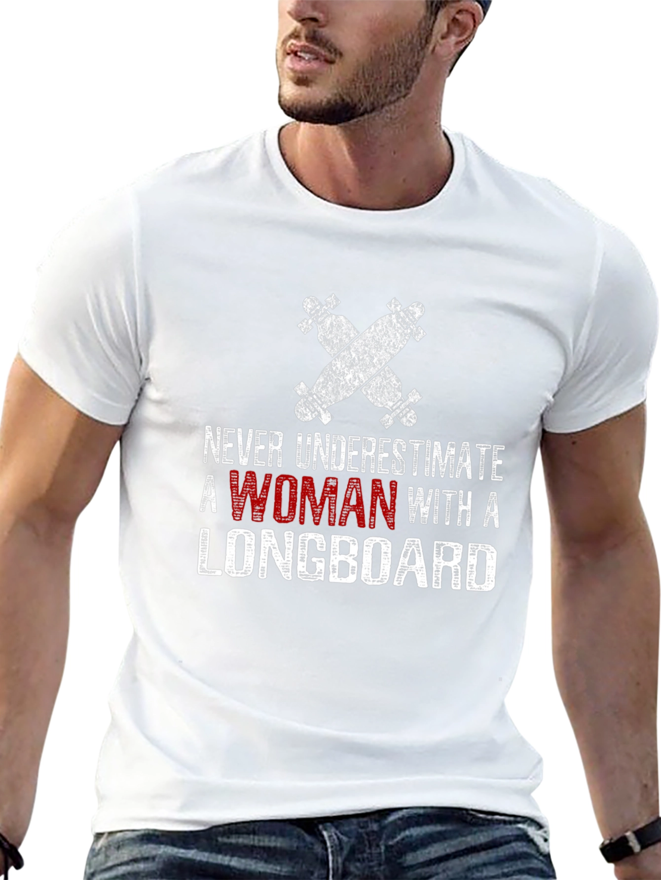 Never Underestimate Woman Longboard T-Shirt