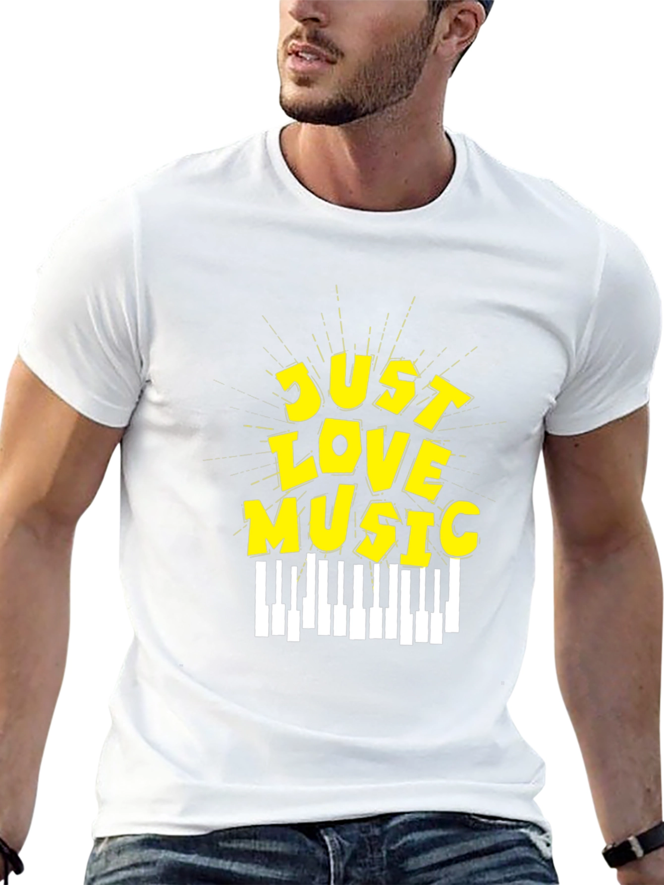 Just Love Music Graphic Tee - Black Cotton T-Shirt