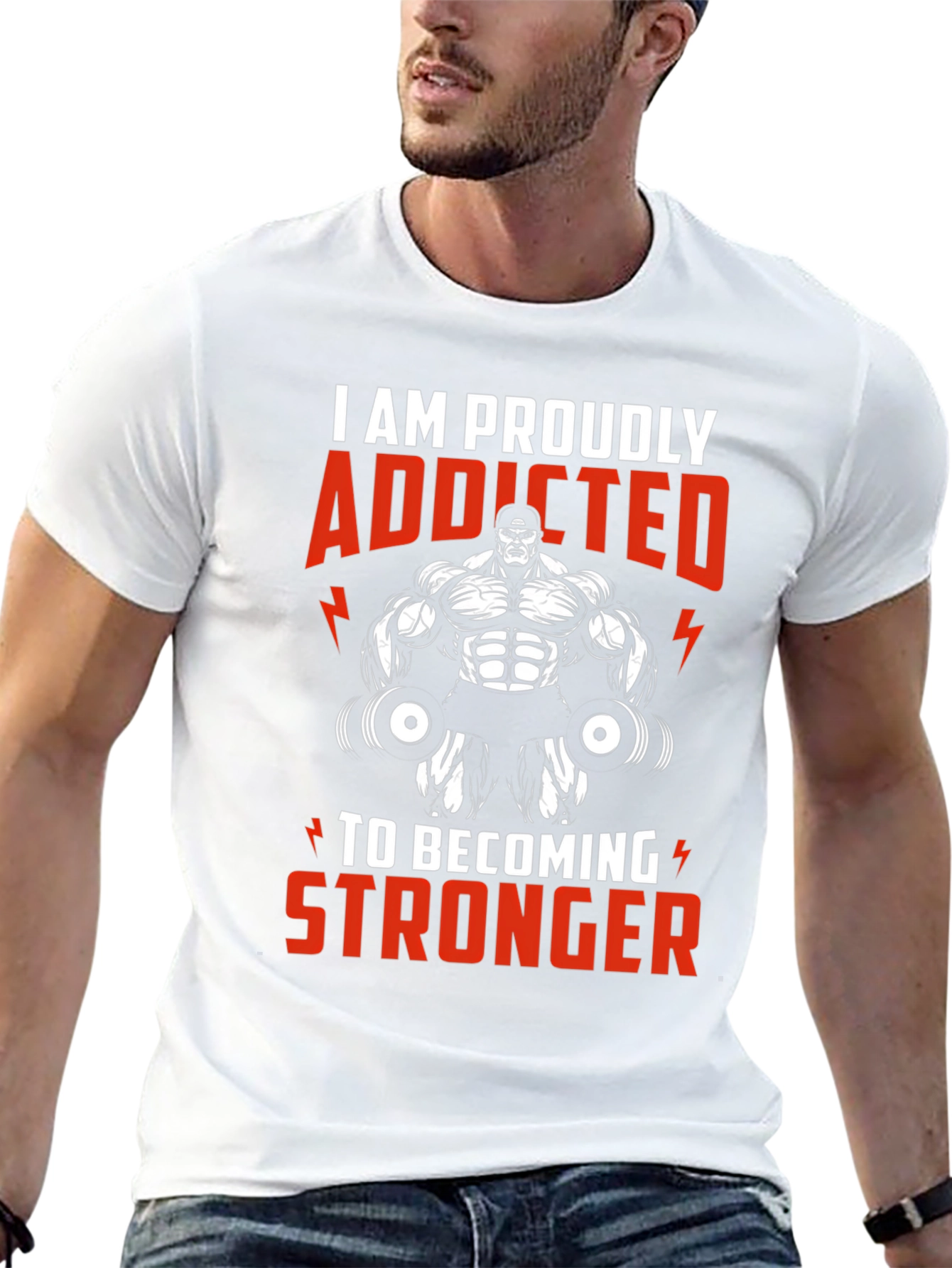 Addicted to Stronger T-Shirt Gym Fitness