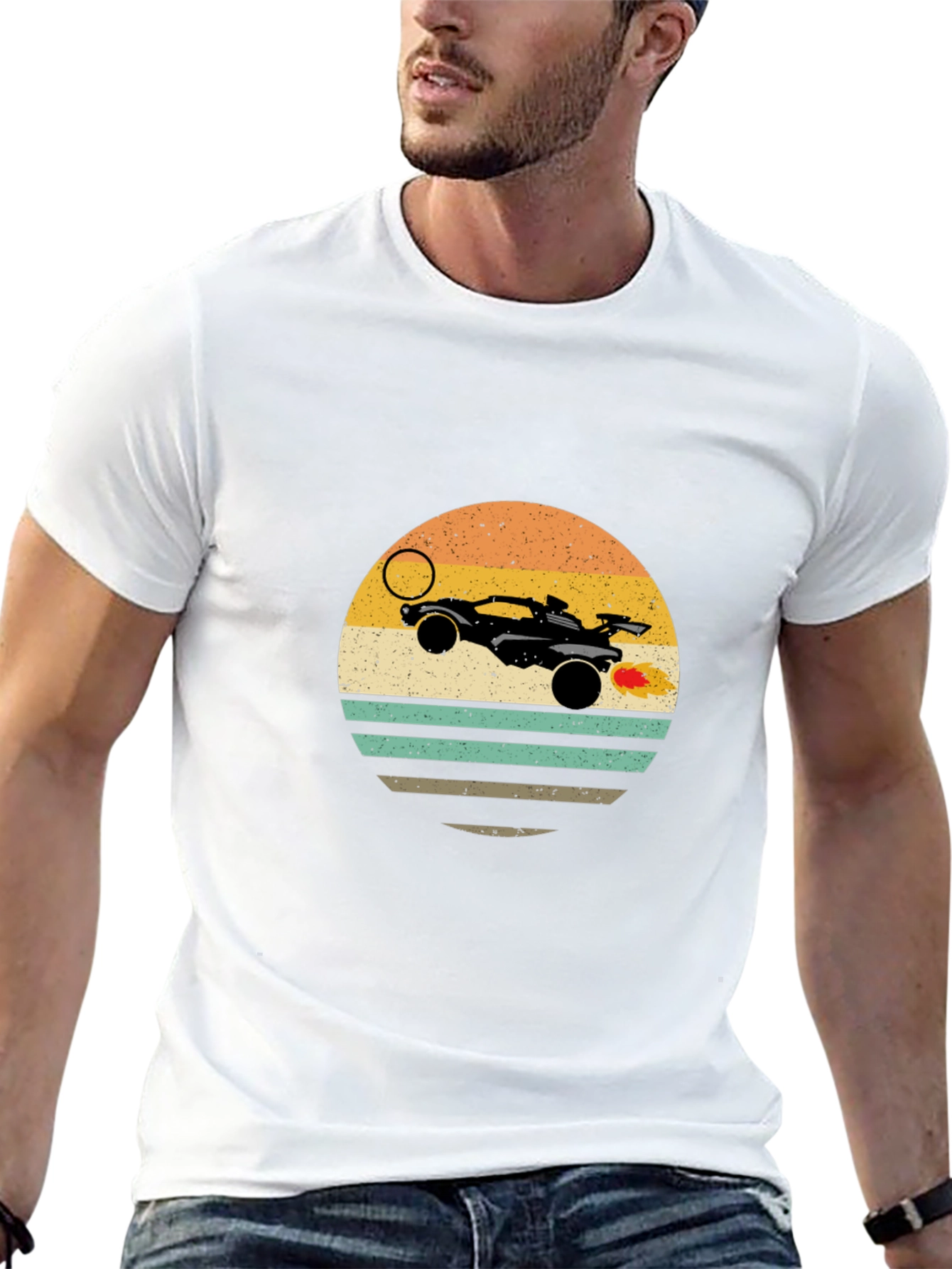 Retro Rocket League Car T-Shirt - Black