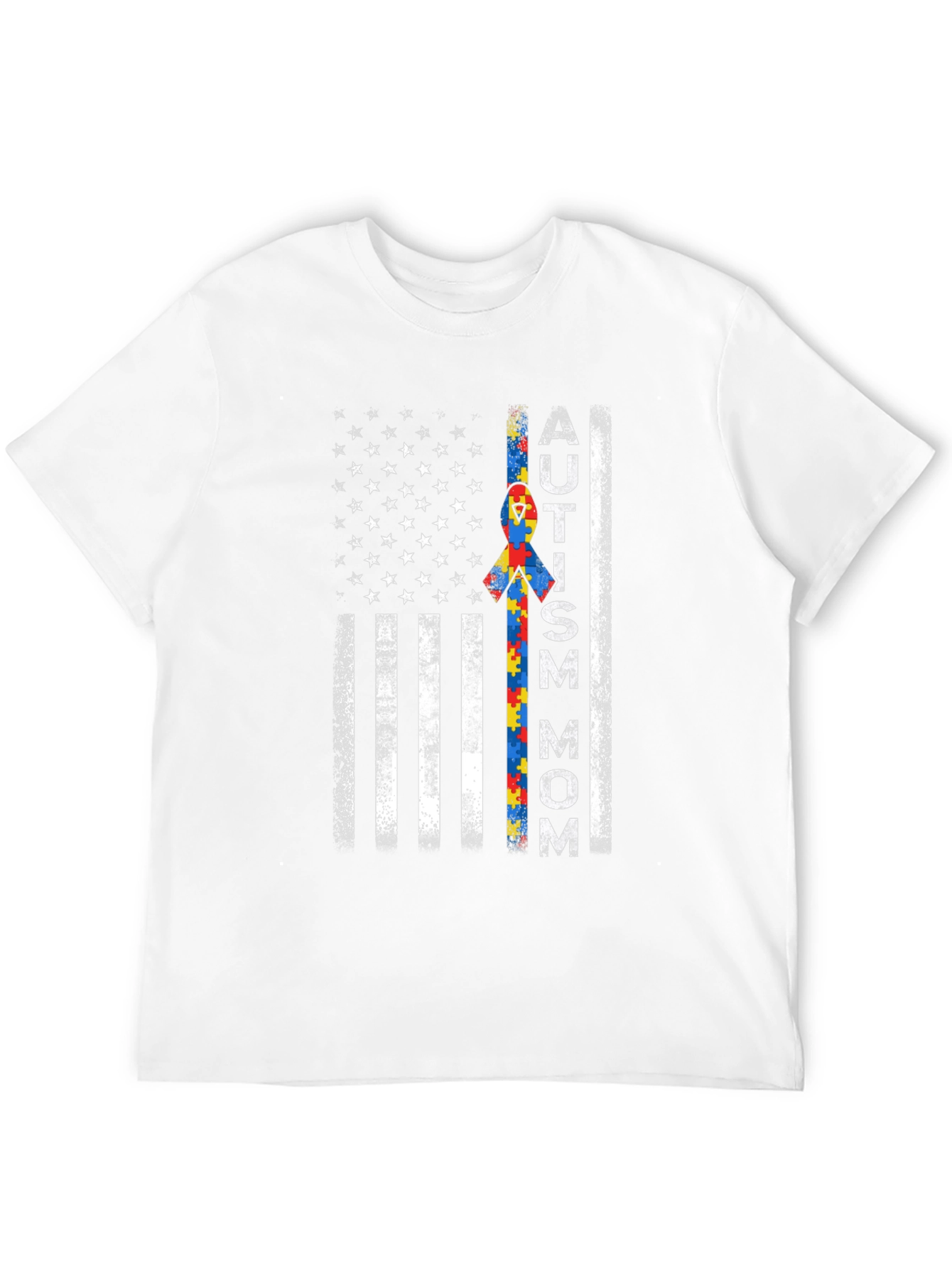 Autism Mom American Flag Graphic T-Shirt
