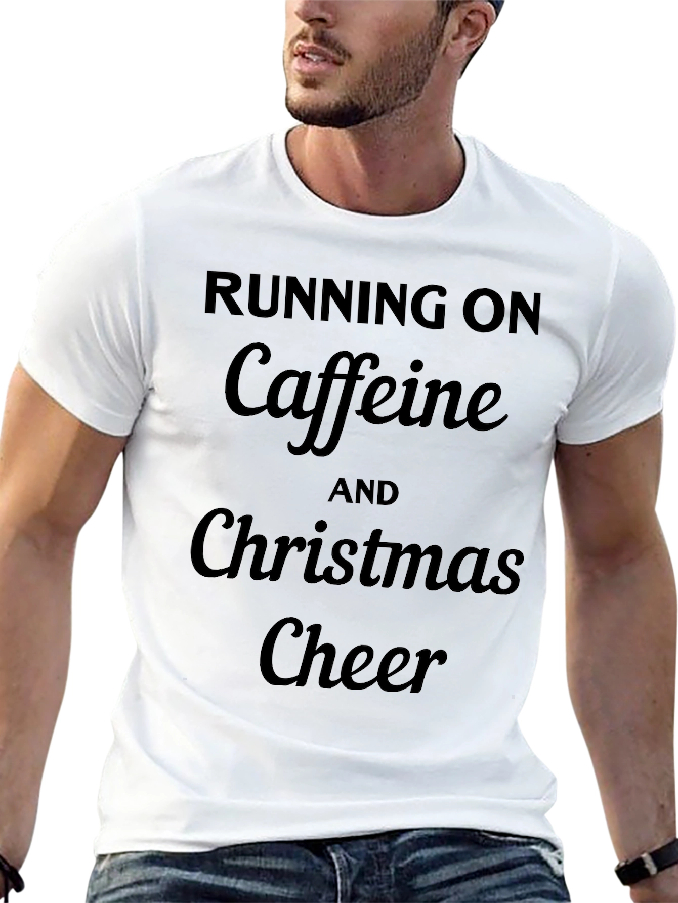 Running On Caffeine and Christmas Cheer Black T-Shirt