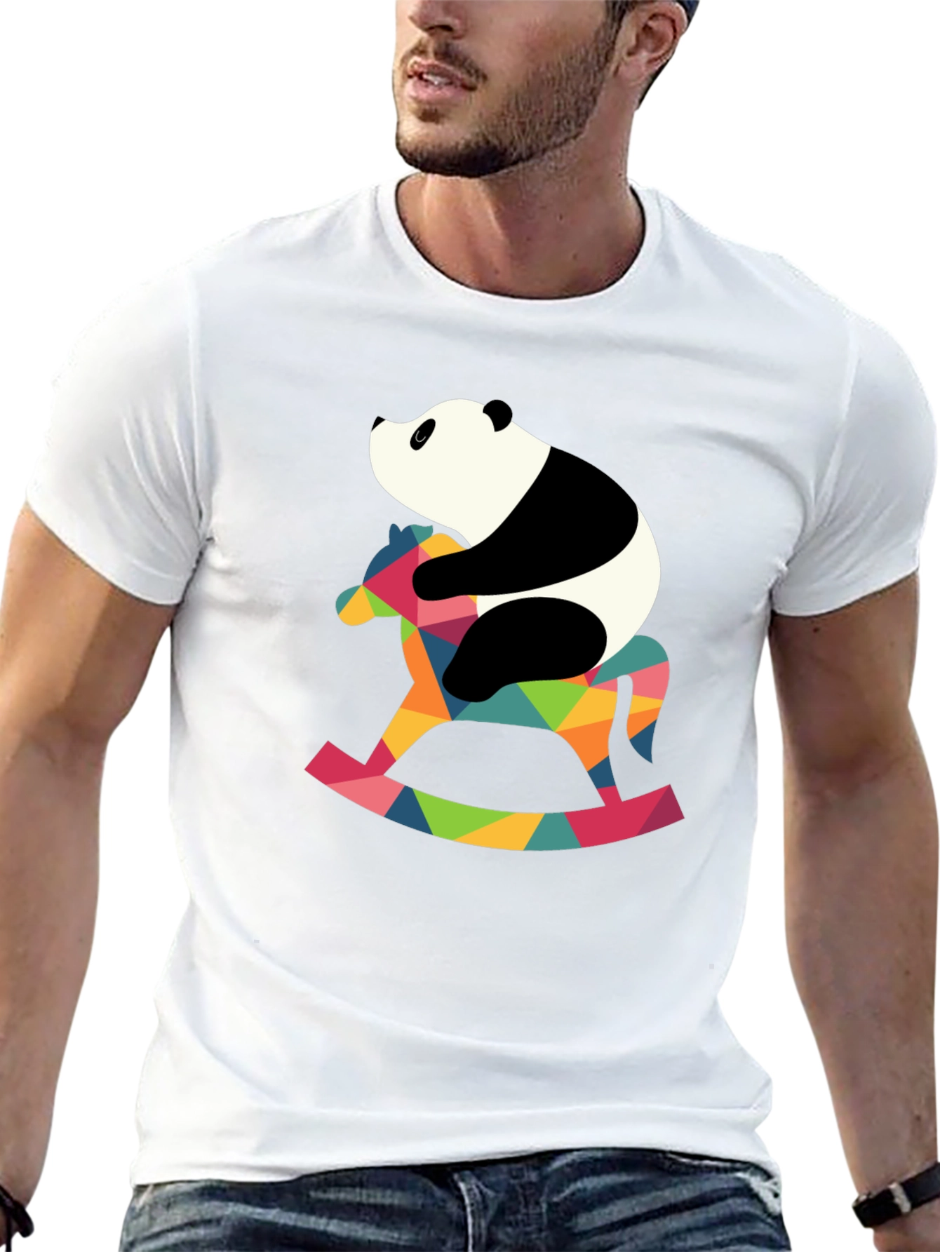 Panda Rocking Horse Graphic T-Shirt