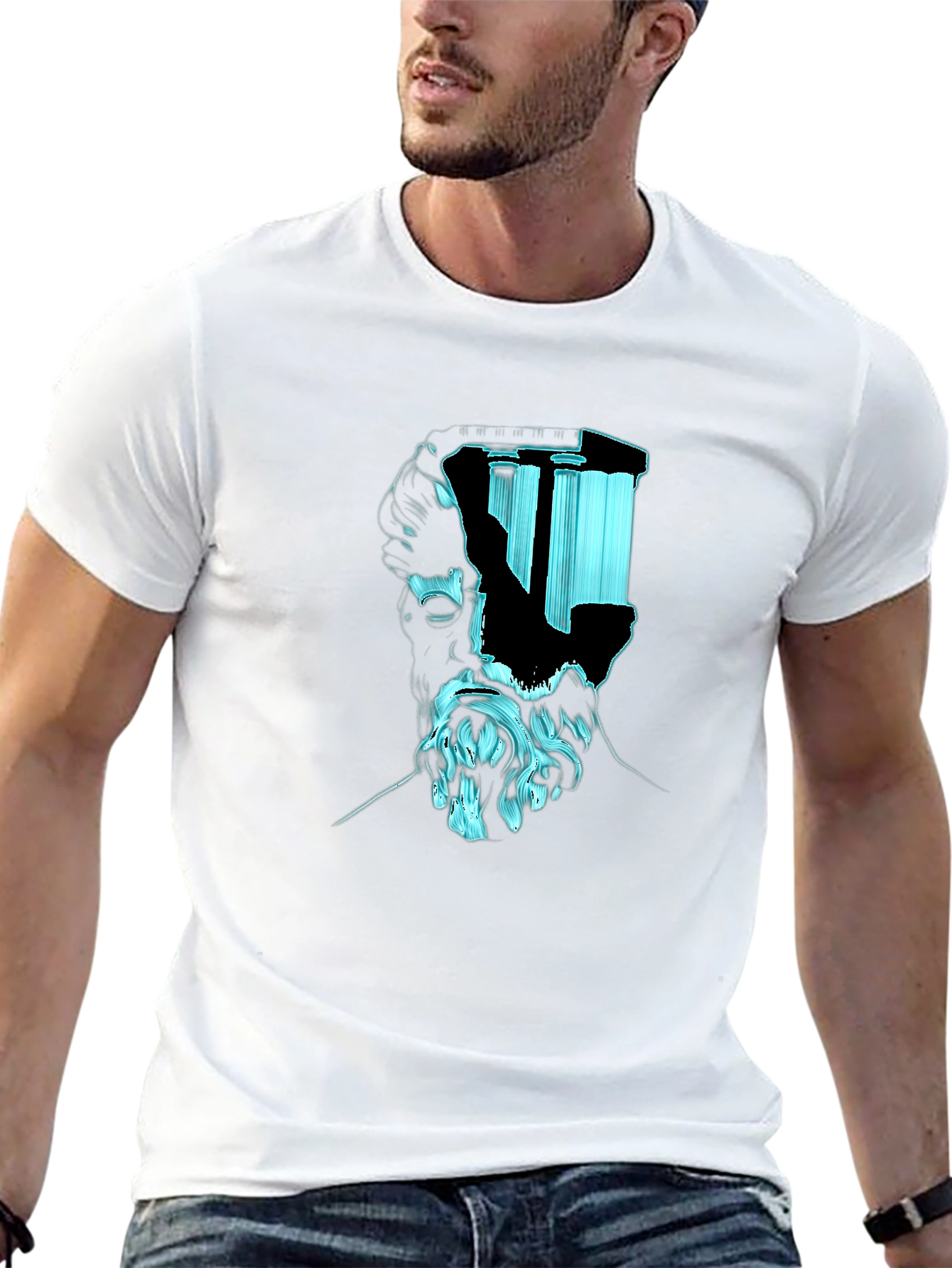 Philosopher Statue Head Graphic T-Shirt