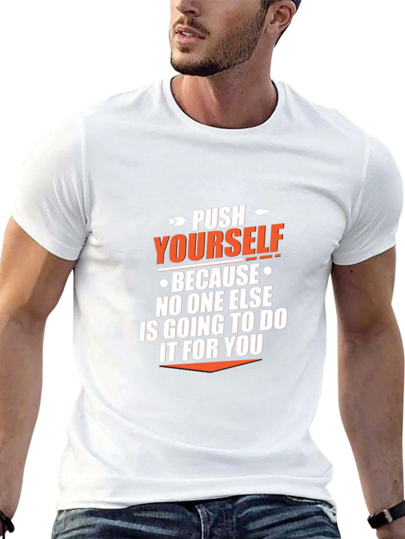 Push Yourself Graphic Tee - Motivational Black T-Shirt