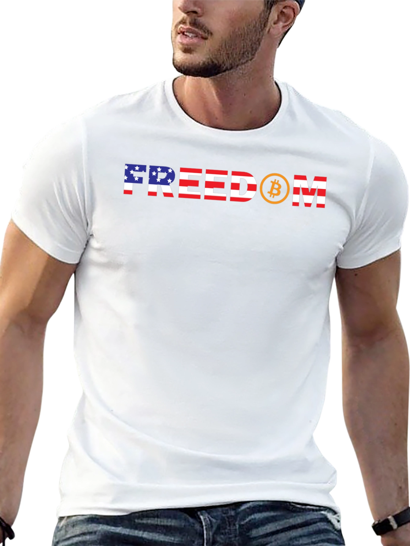 Freedom Bitcoin USA Flag Graphic Tee