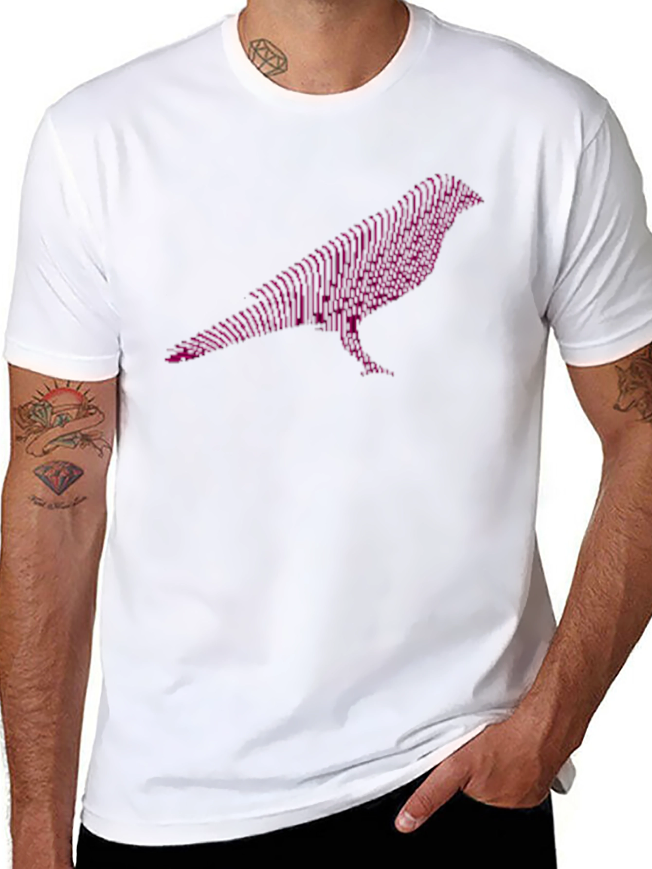 Abstract Crow Graphic Tee - Modern Mens T-Shirt