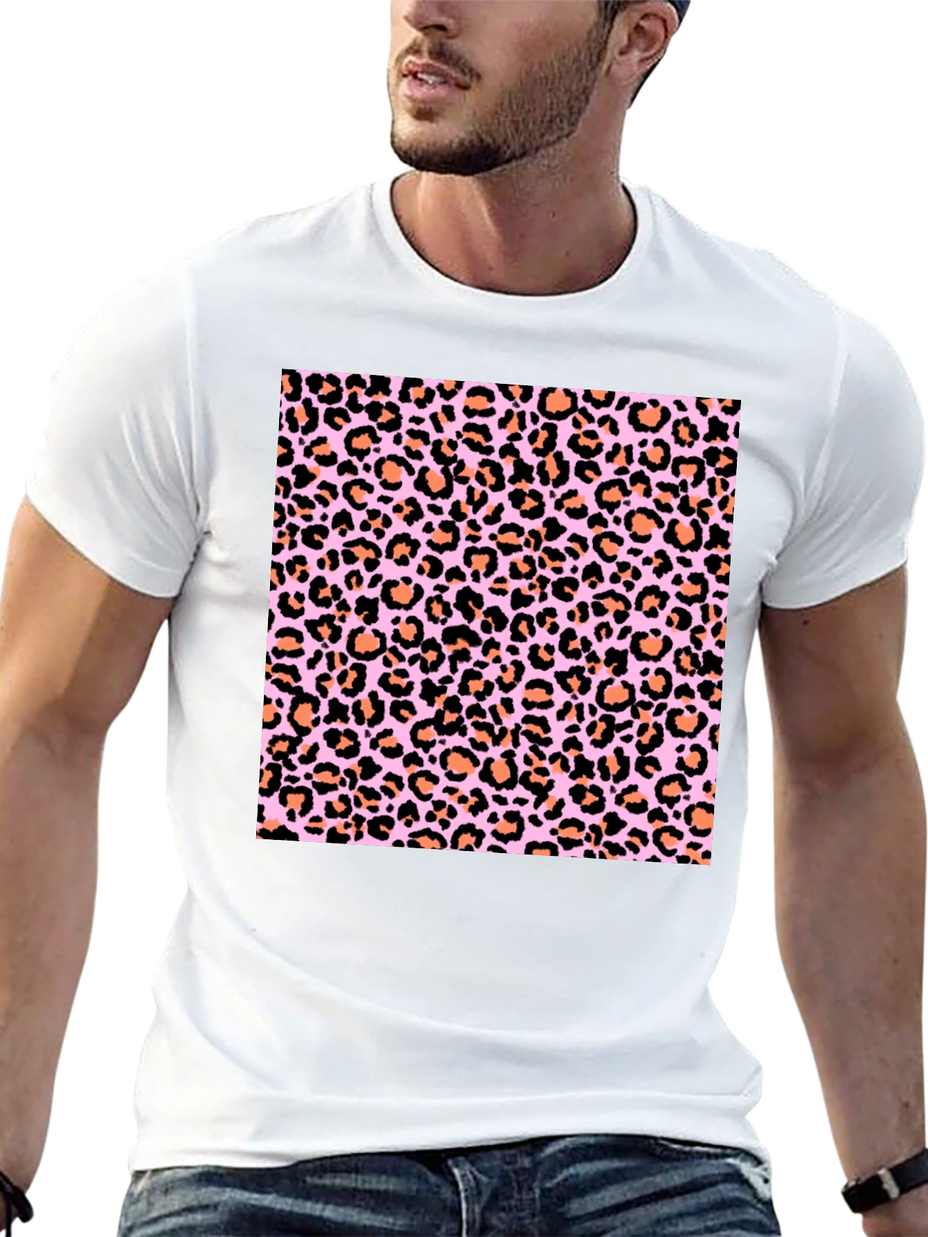 Leopard Print Tee - Fashionable Black T-Shirt