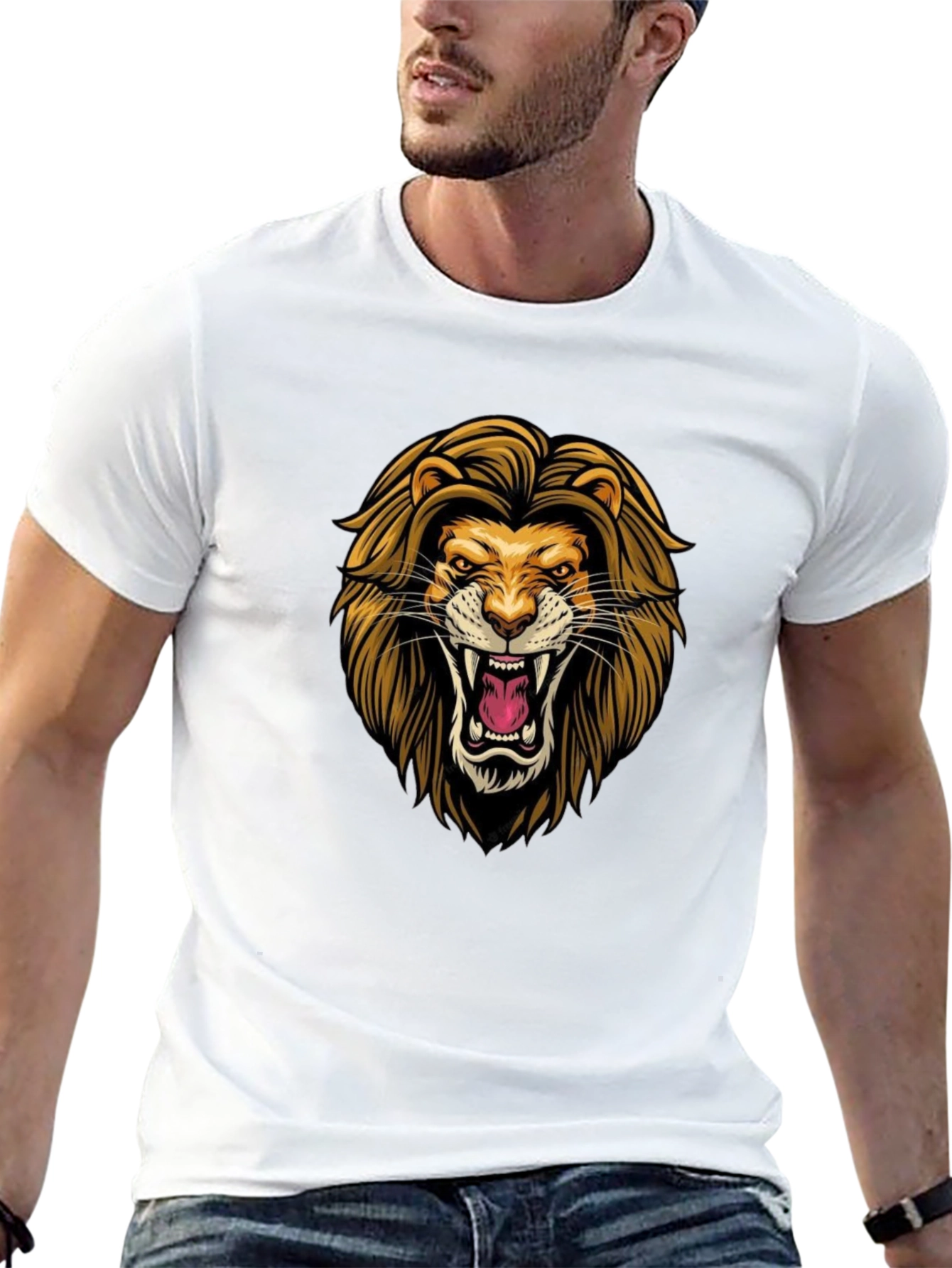 Lion Graphic Black T-Shirt - Fierce Style