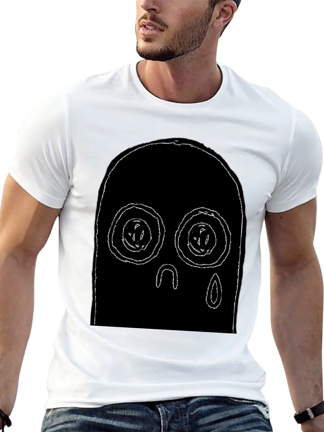 Abstract Face Black T-Shirt