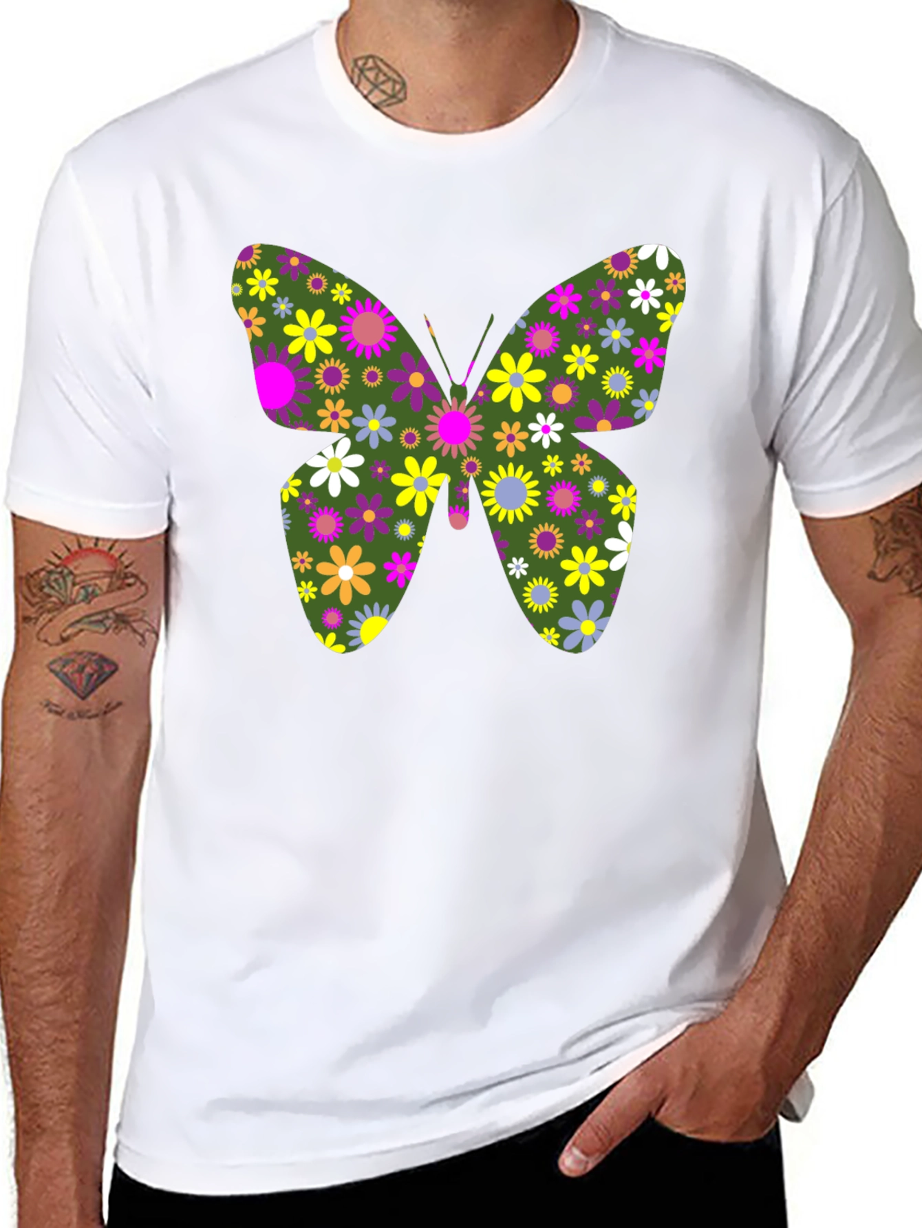 Floral Butterfly Graphic T-Shirt - Unisex