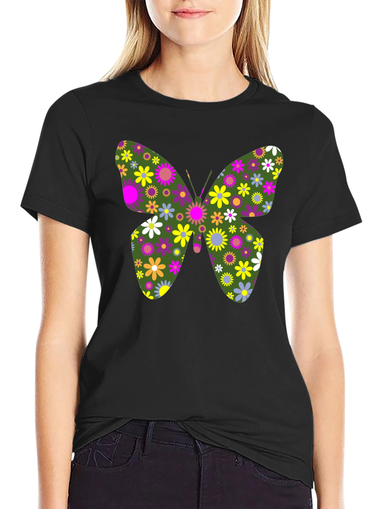 Floral Butterfly Graphic T-Shirt - Unisex