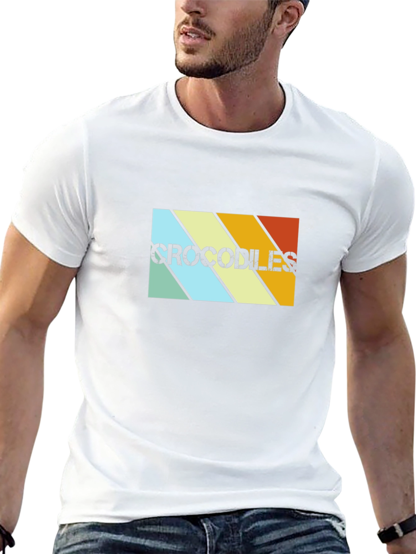 Retro Crocodiles Graphic Tee - Black Cotton T-Shirt