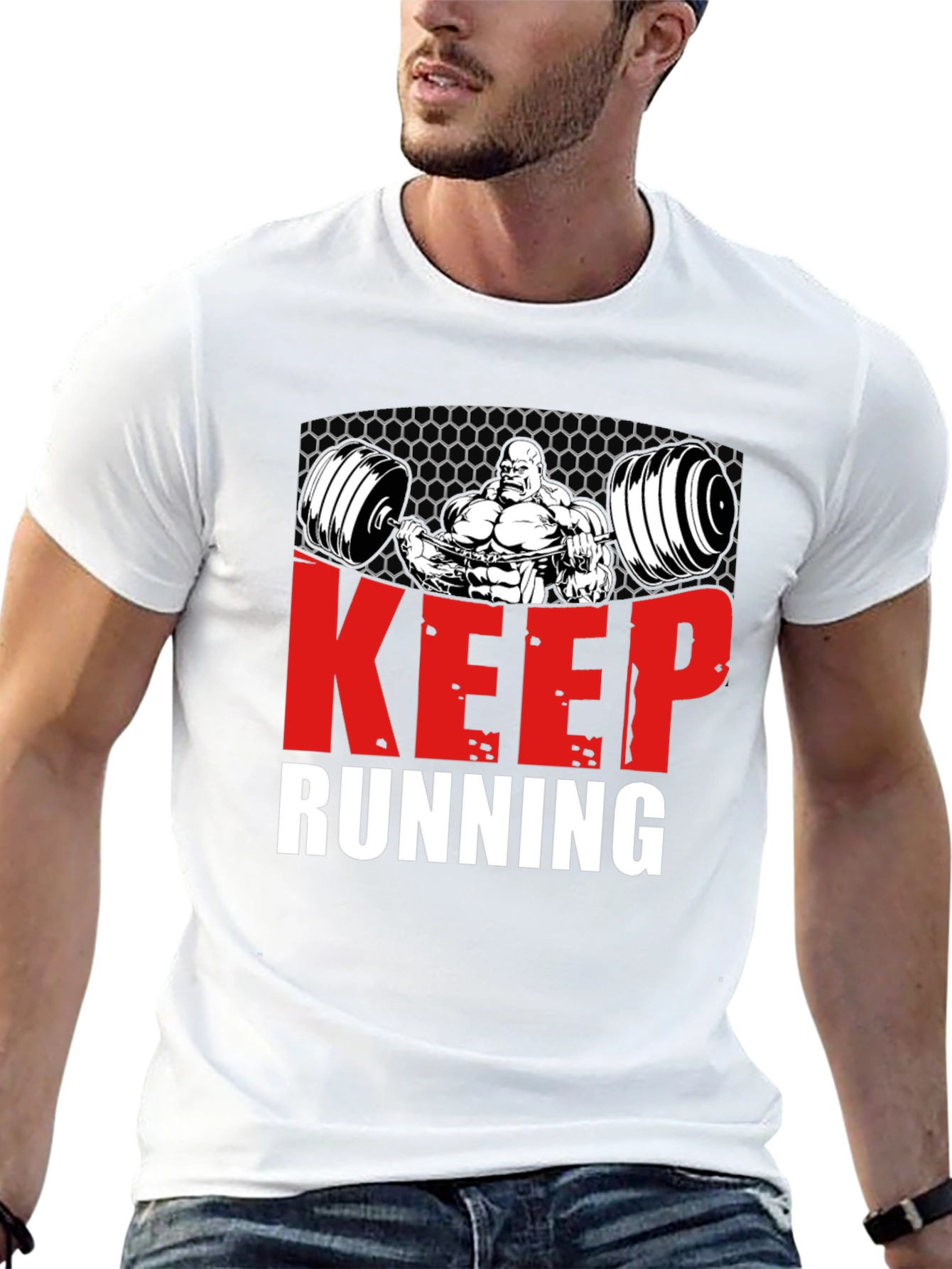 Keep Running Gym Bodybuilder Graphic T-Shirt