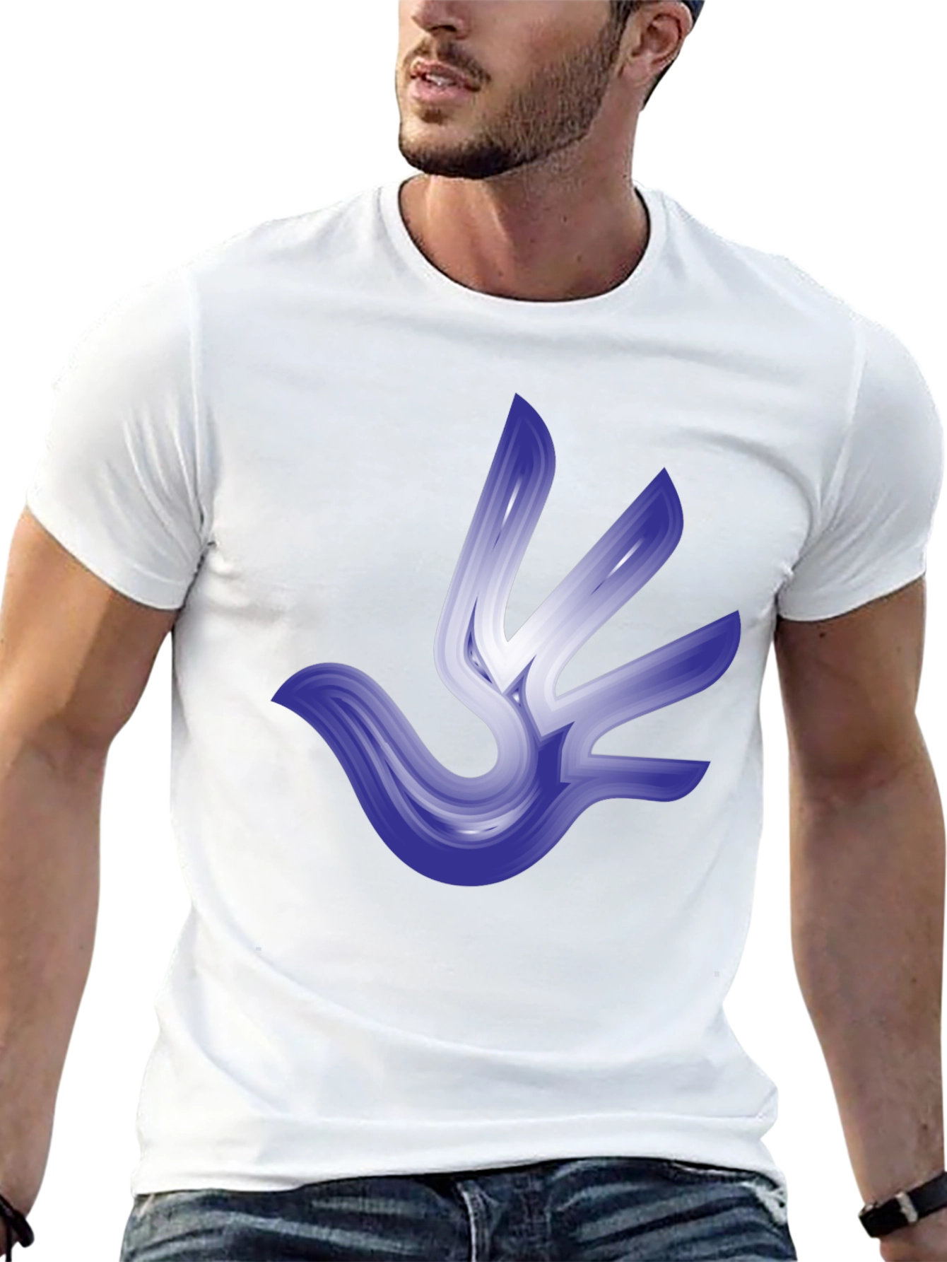 Abstract Bird Graphic Tee - Stylish Black T-Shirt