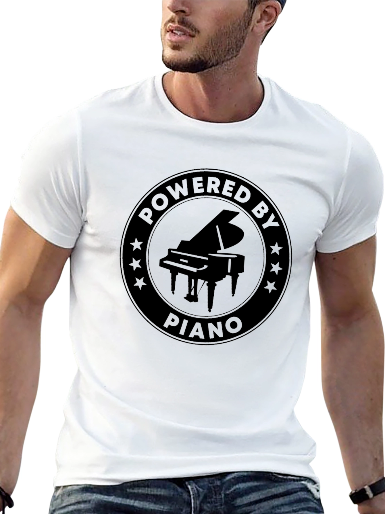 Powered by Piano Black Graphic T-Shirt