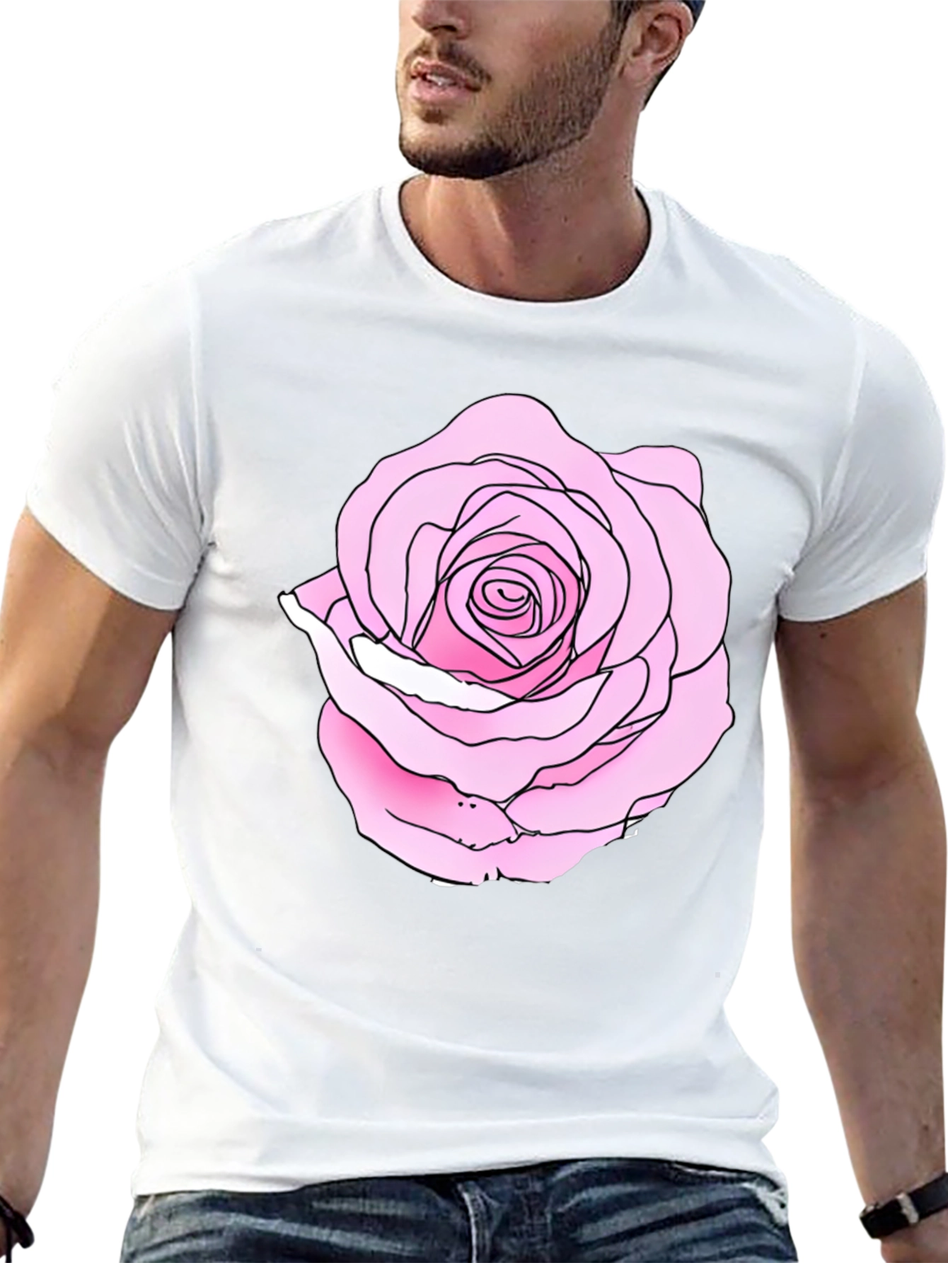 Rose Graphic Black Tee - Casual Style