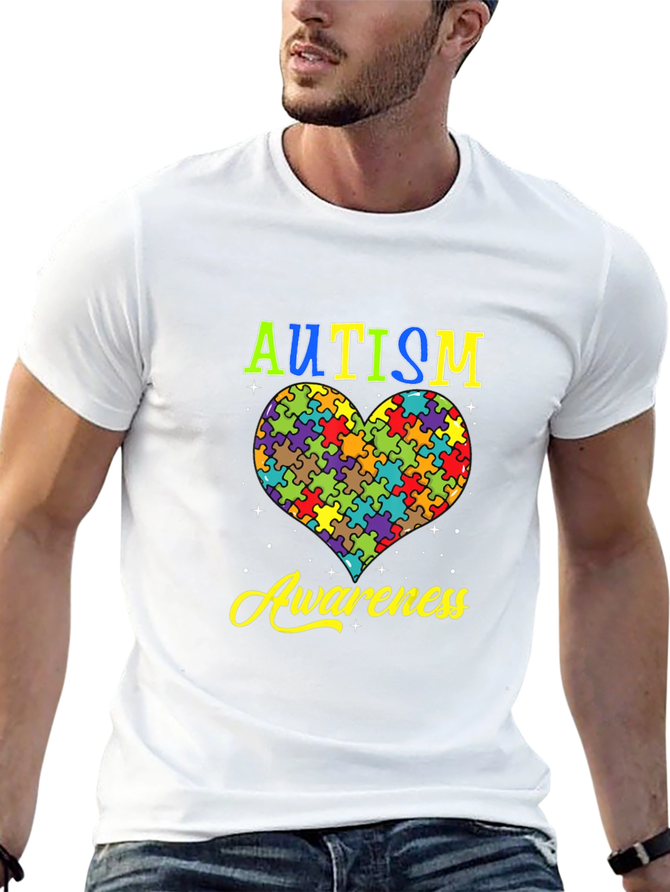Autism Awareness Heart Puzzle Graphic T-Shirt