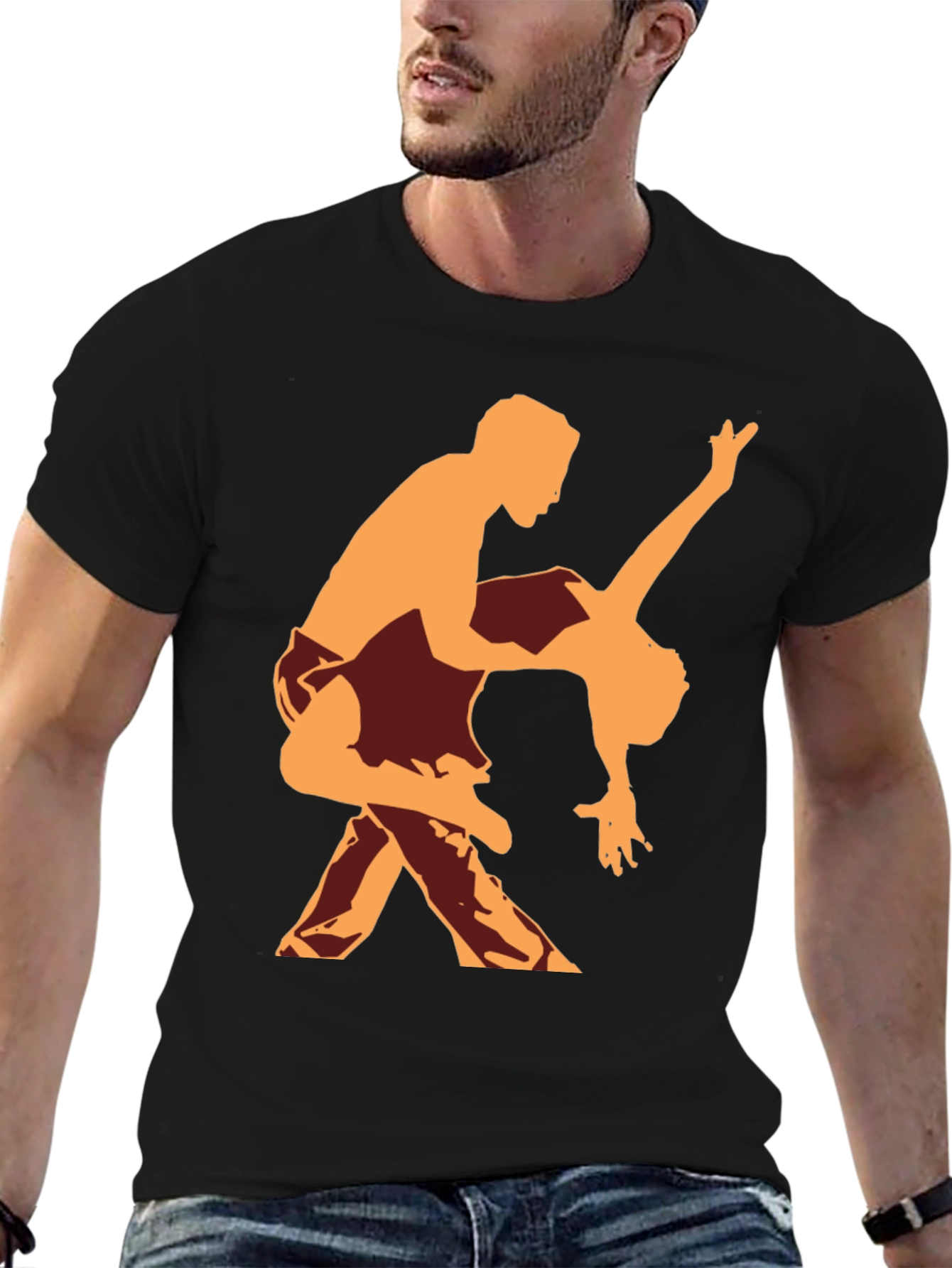 Dancing Silhouette Graphic Tee - Black