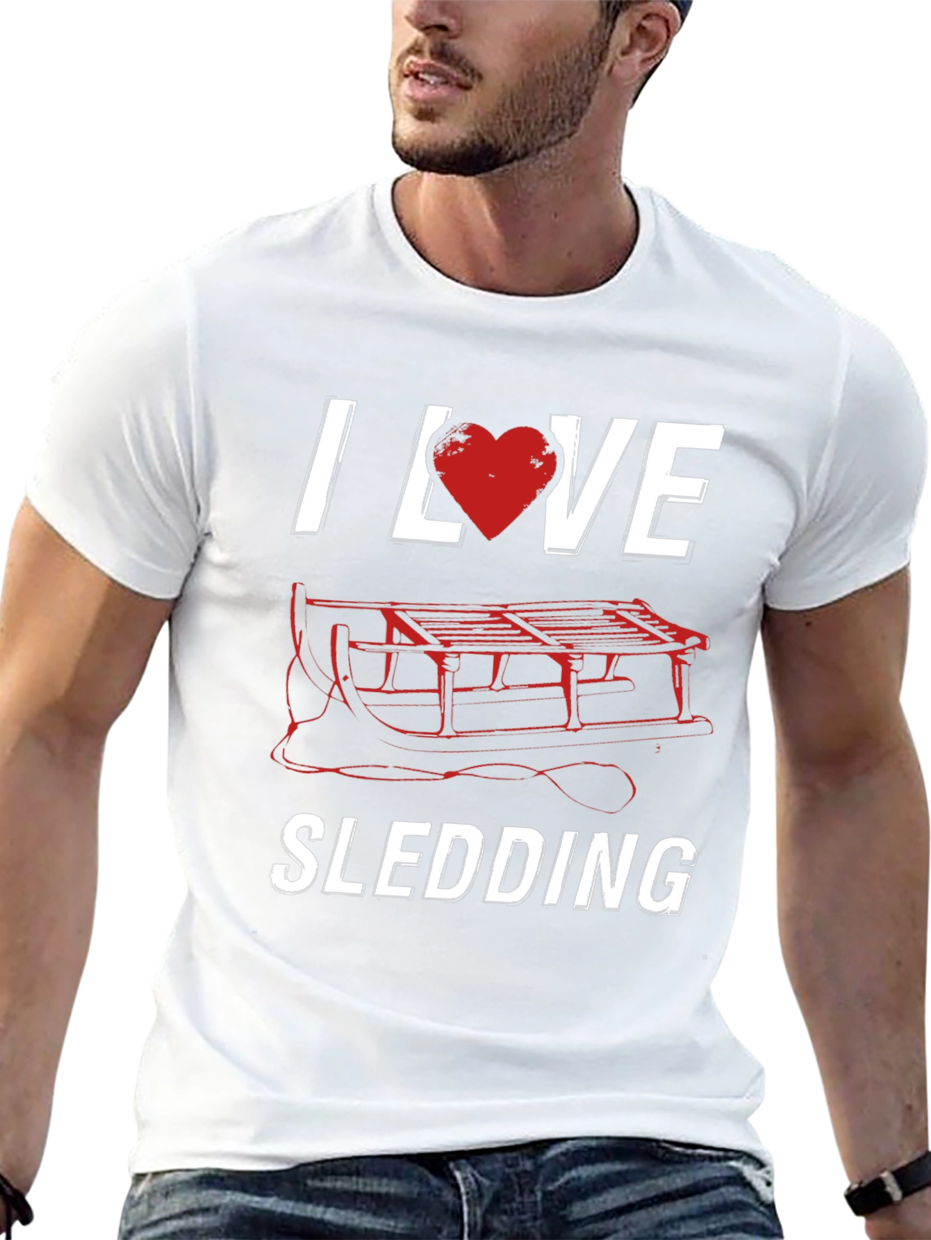 I Love Sledding T-Shirt Winter Holiday Fun