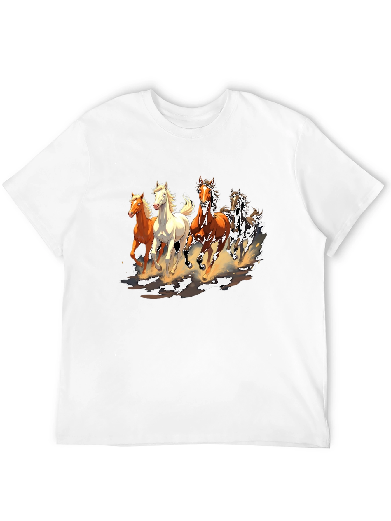 Horse Print Crew Neck T-Shirt