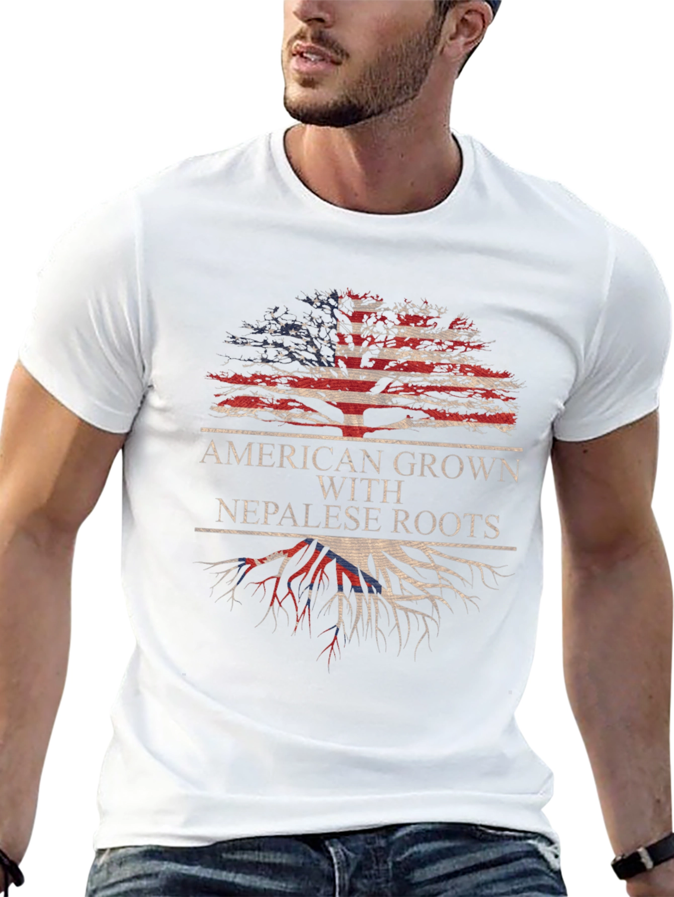 American Grown with Nepalese Roots Graphic T-Shirt