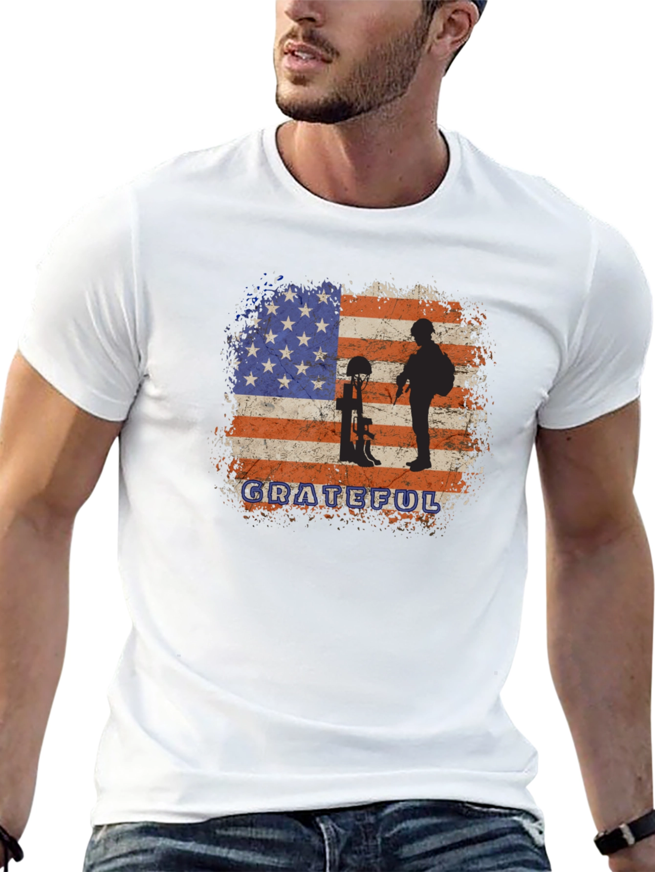 Grateful Veteran American Flag Graphic Tee