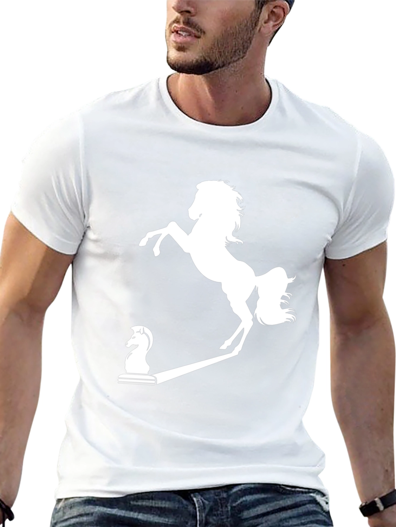 Chess Knight to Prancing Horse Black T-Shirt