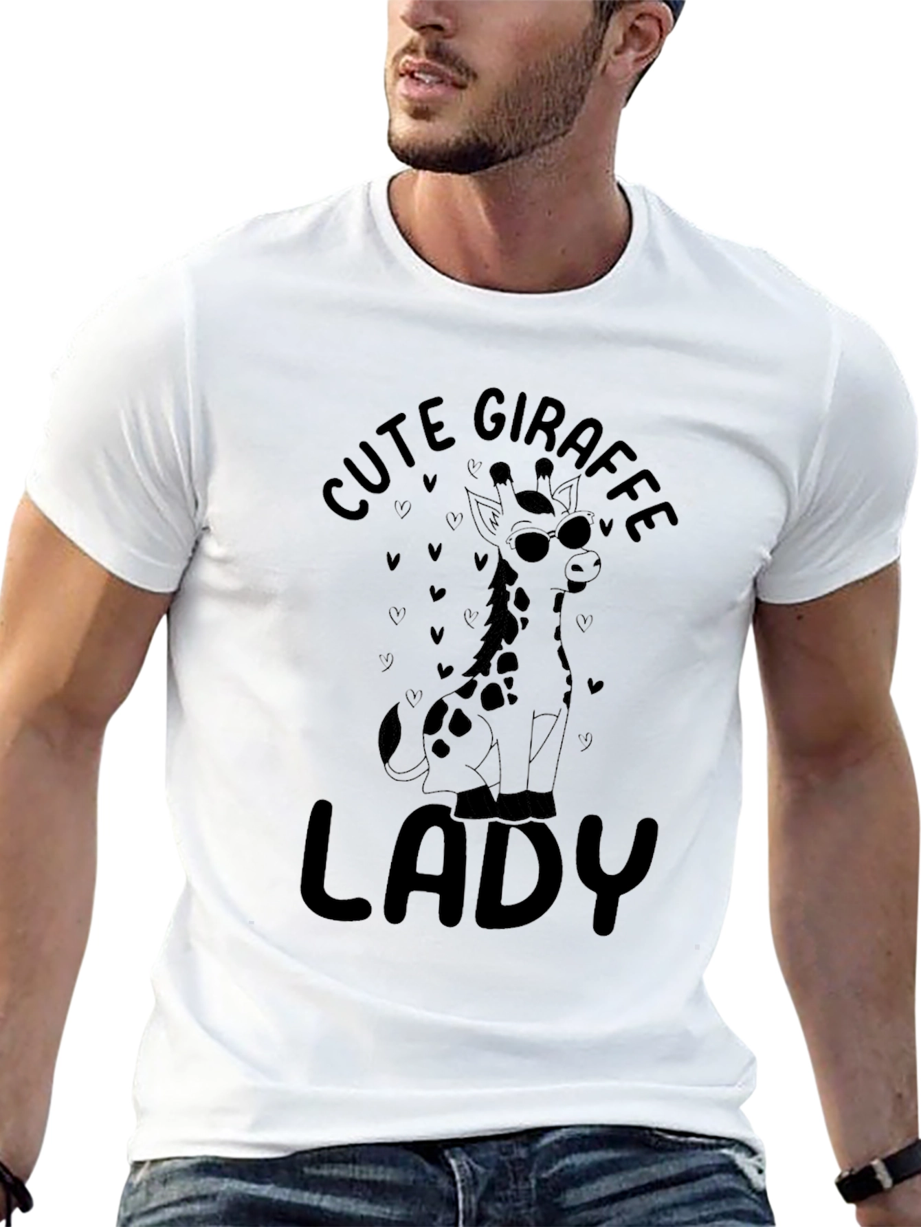 Cute Giraffe Lady Black T-Shirt