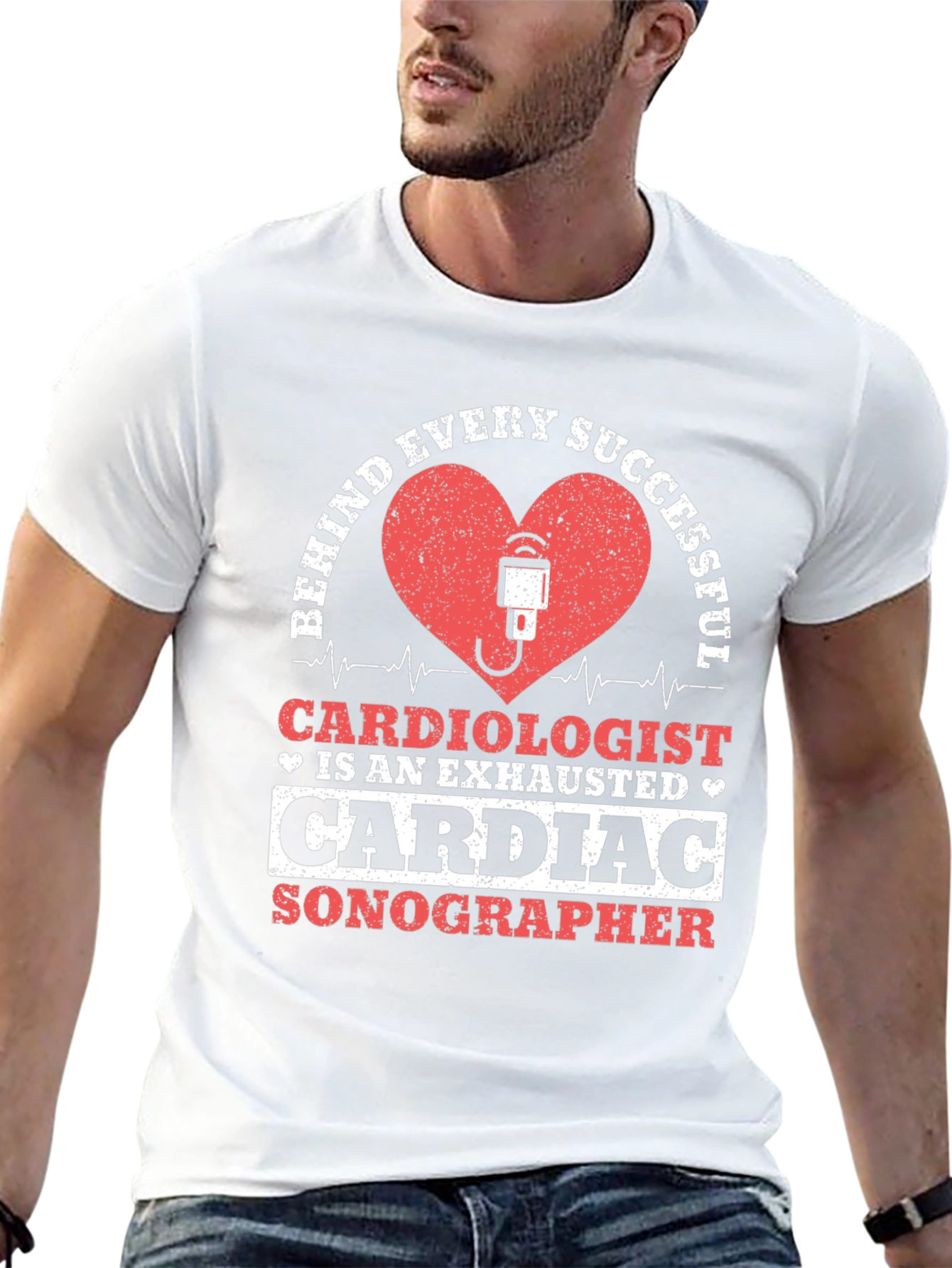 Cardiac Sonographer T-Shirt - Exhausted Cardiologist Design
