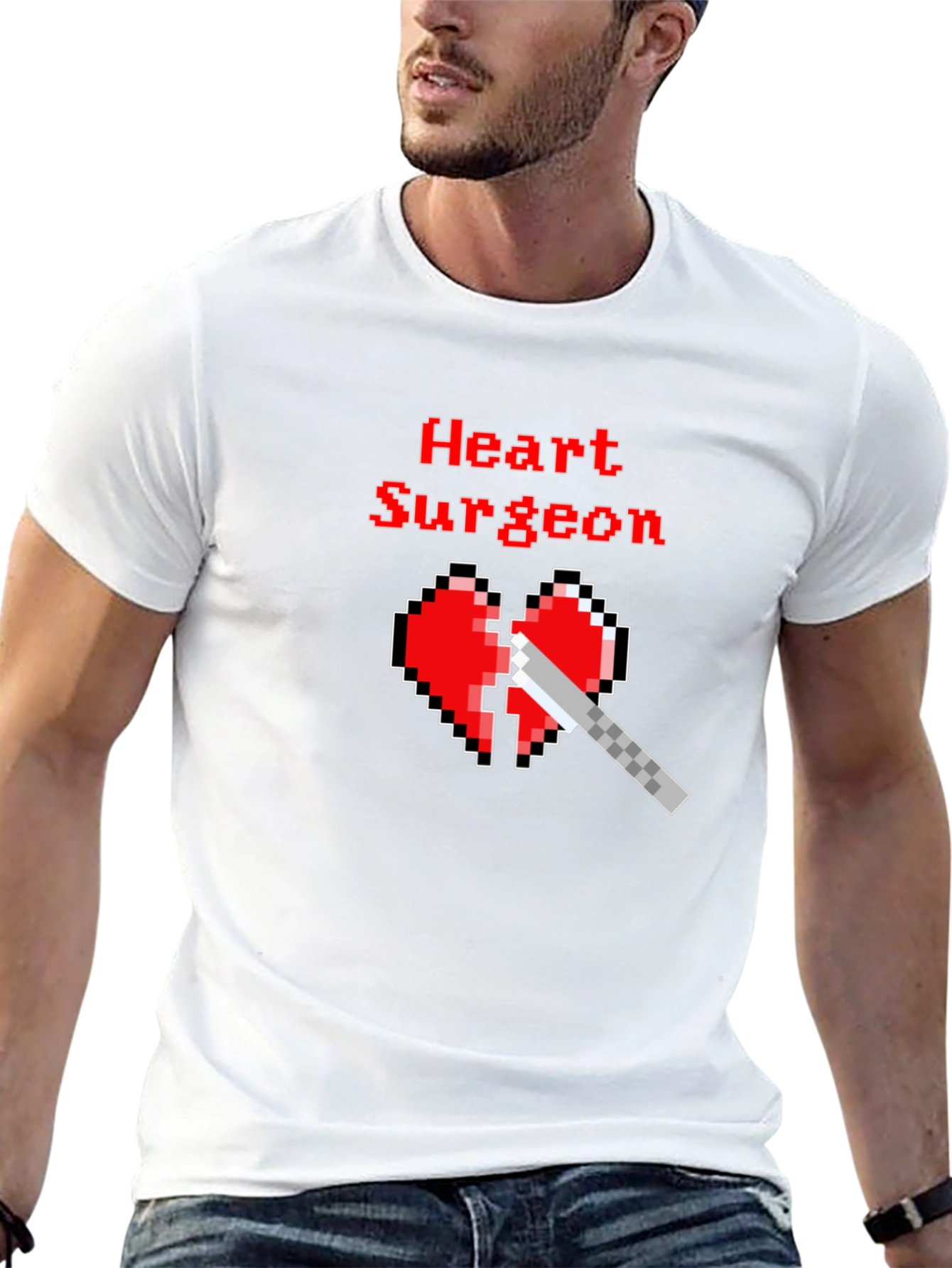 Heart Surgeon Pixel Art T-Shirt - Funny Medical Tee