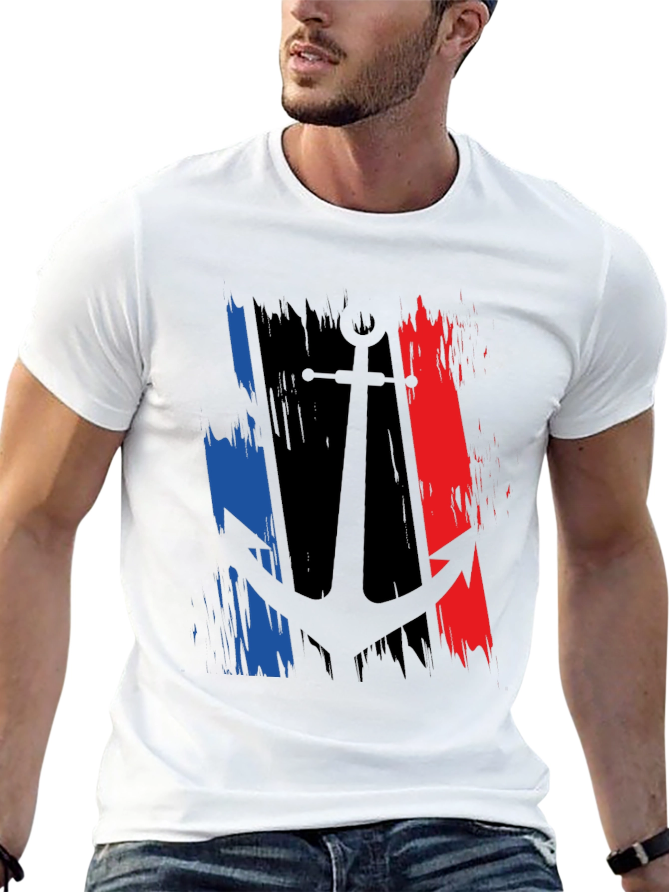 Anchor France Flag Graphic Black T-Shirt
