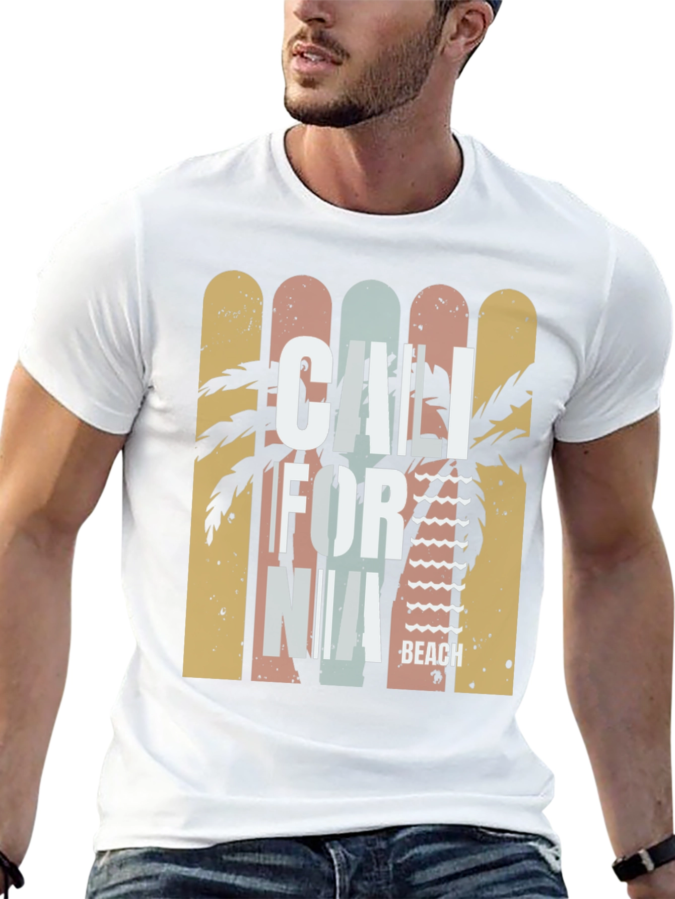 California Beach Black Graphic T-Shirt