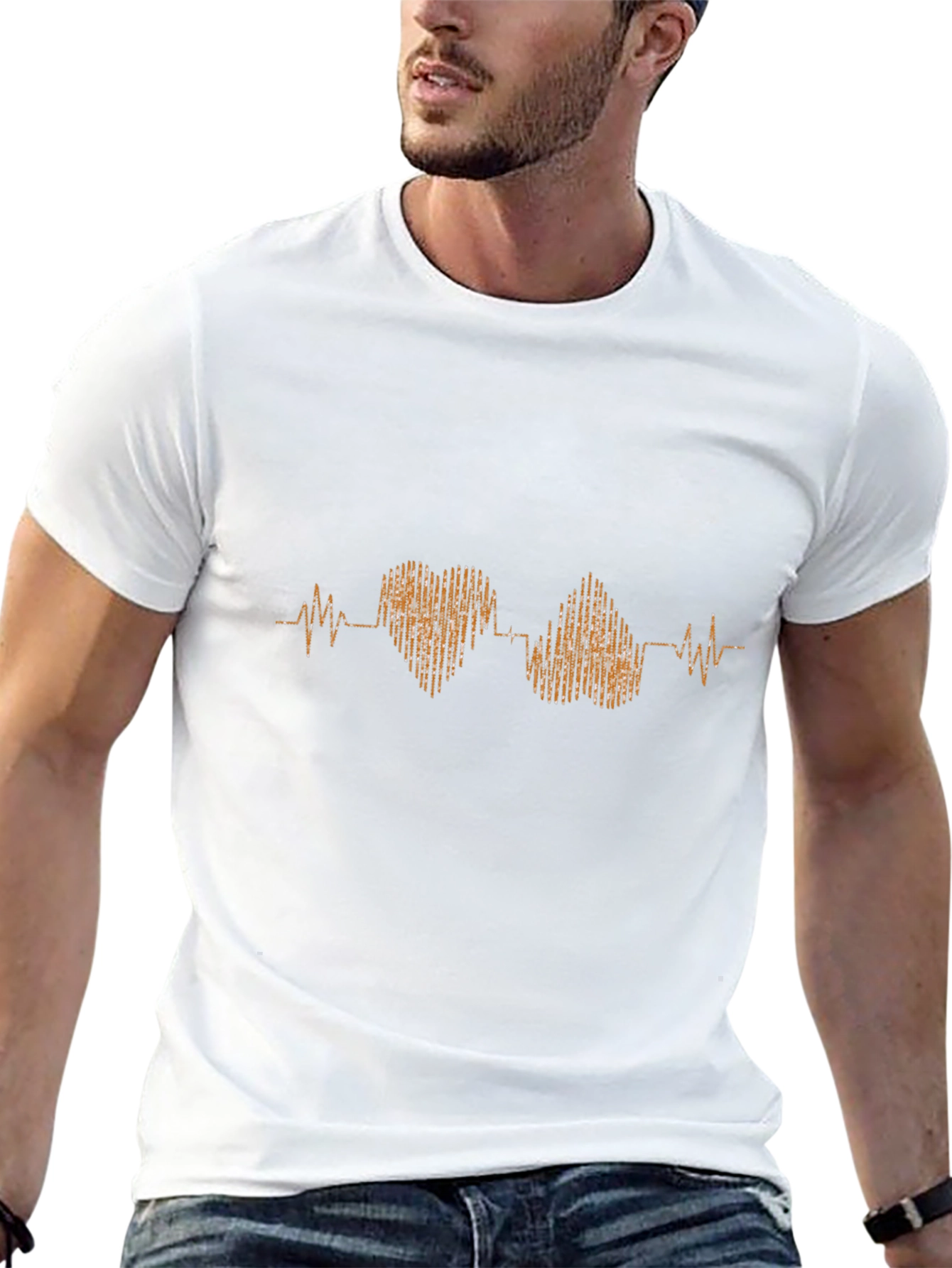 Heartbeat Rhythm Graphic Tee - Stylish Cotton T-Shirt