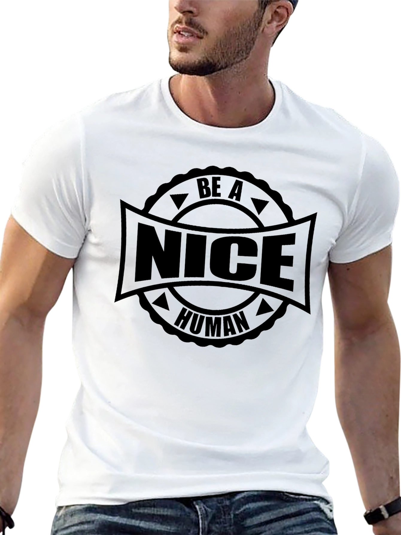 Be A Nice Human Black Graphic T-Shirt