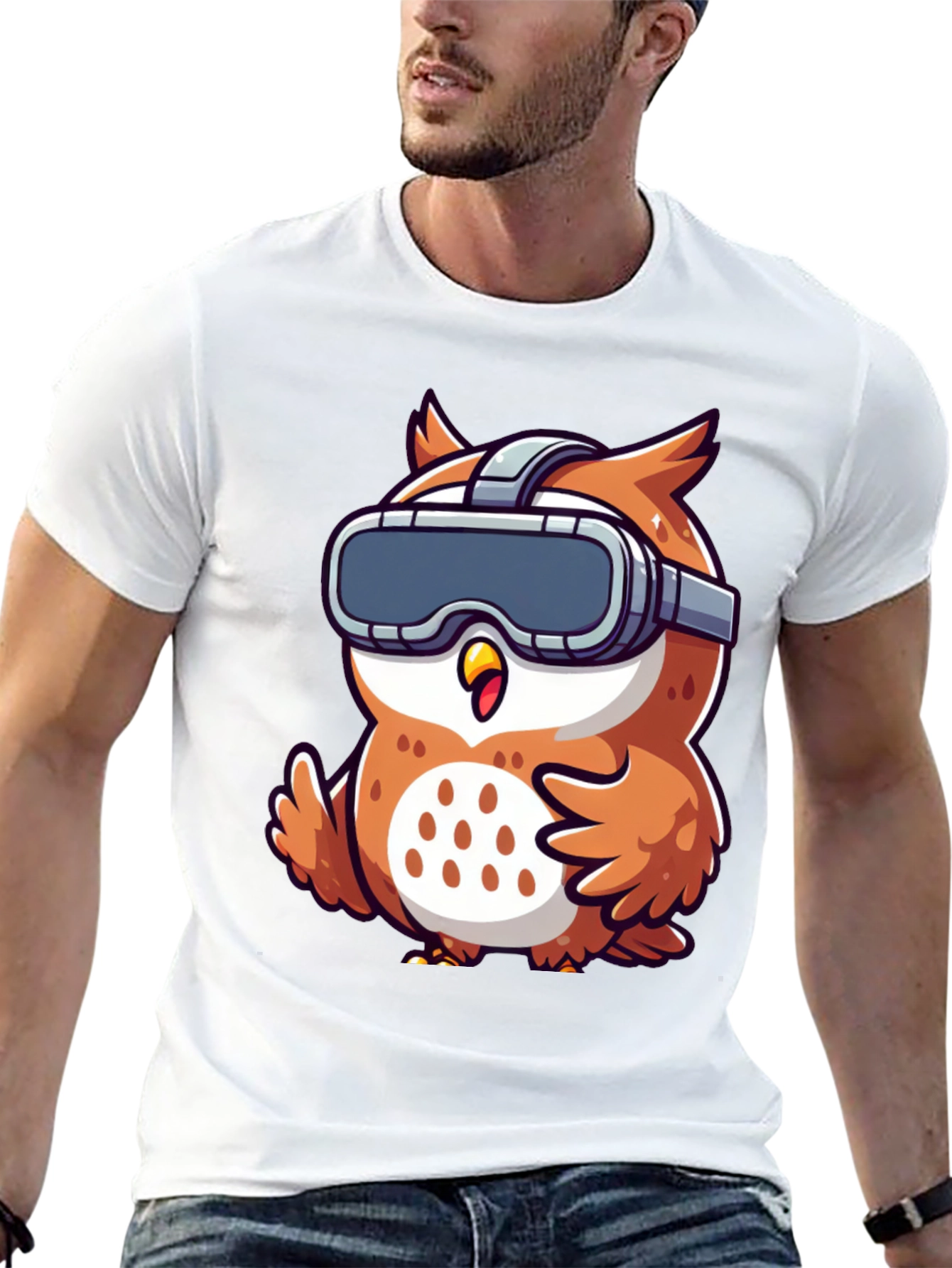Owl in VR Headset Graphic Tee - Black